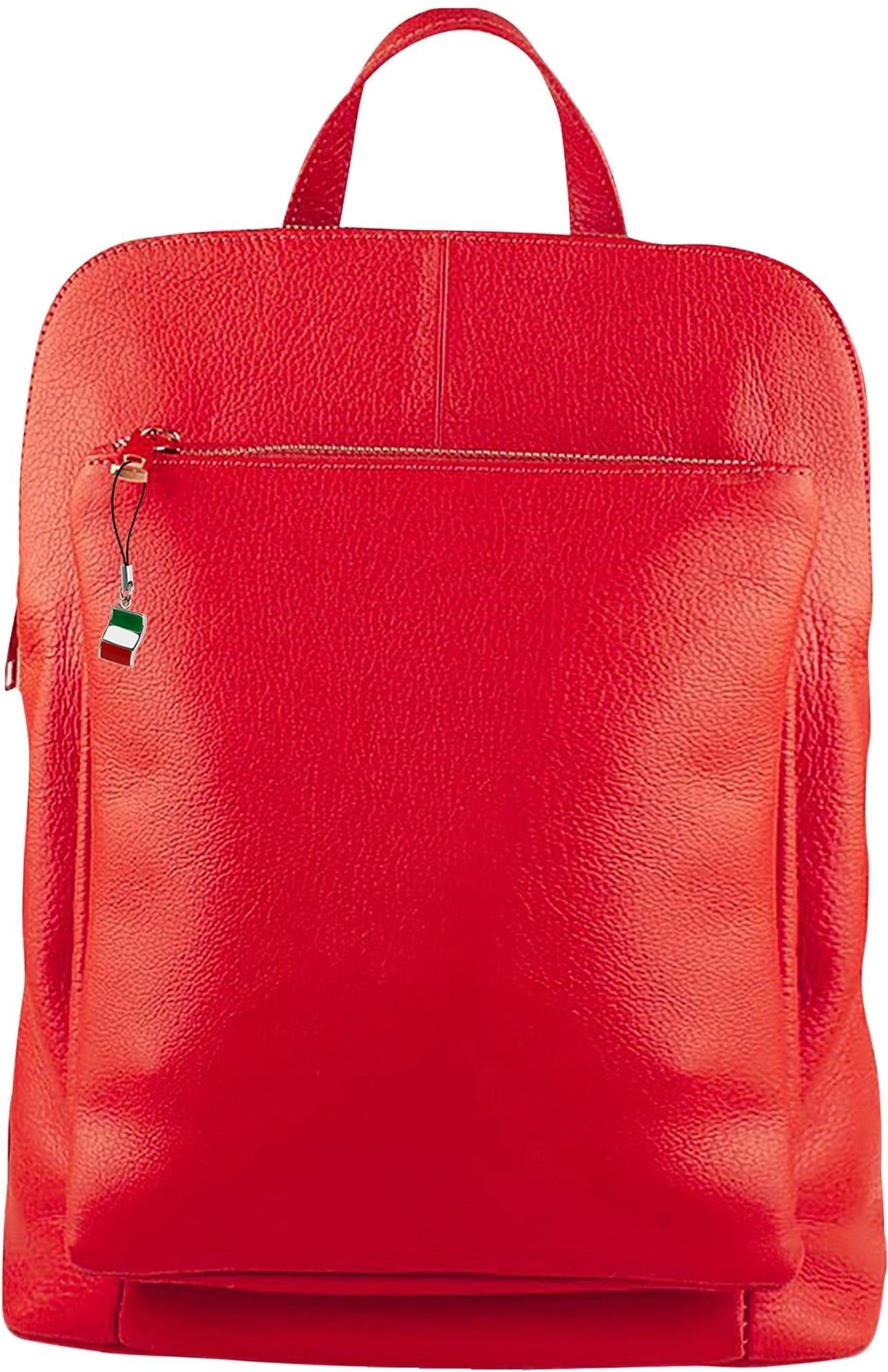 FLORENCE Cityrucksack Florence Rucksack Damen Echtleder, Damen Leder Cityrucksack, rot ca. 30cm