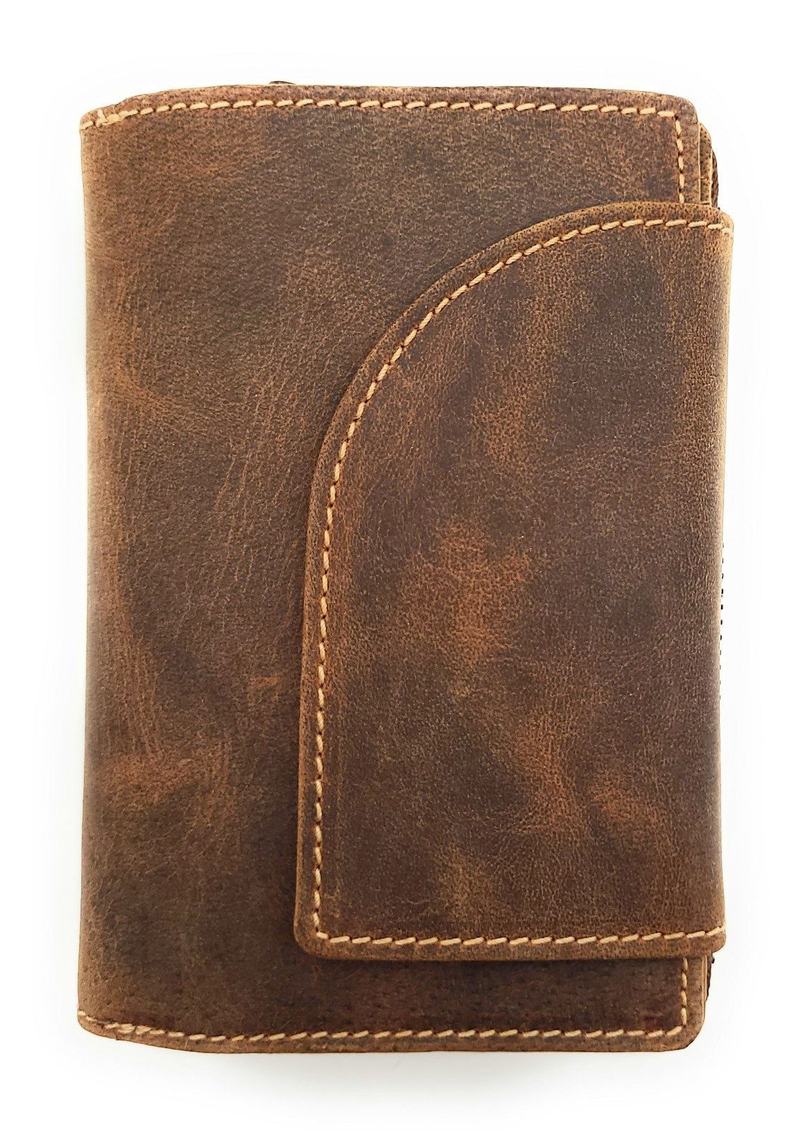 JOCKEY CLUB Geldbörse Damen Portemonnaie aus Hunterleder, Braun, RFID-Schut günstig online kaufen