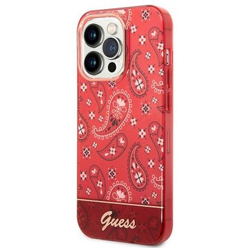 Guess Handyhülle GUESS Schutzhülle für Apple iPhone 14 Pro Max Cover Etui Hardcase Bandana Paisley Rot