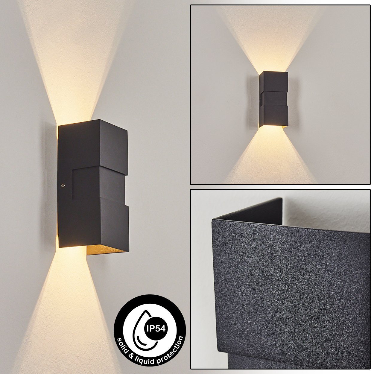 hofstein AußenWandleuchte »»Cortemaggiore«, Wandlampe aus Metall/Glas