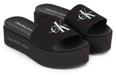 Calvin Klein Jeans FLATFORM SANDAL MET Pantolette, Plateau, Sommerschuh, Schlappen mit Plateau