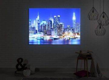 lightbox-multicolor LED-Bild New York City Skyline front lighted / 60x40cm, Leuchtbild mit Fernbedienung