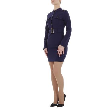 Ital-Design Minikleid Damen Freizeit Stretch Blusenkleid in Dunkelblau