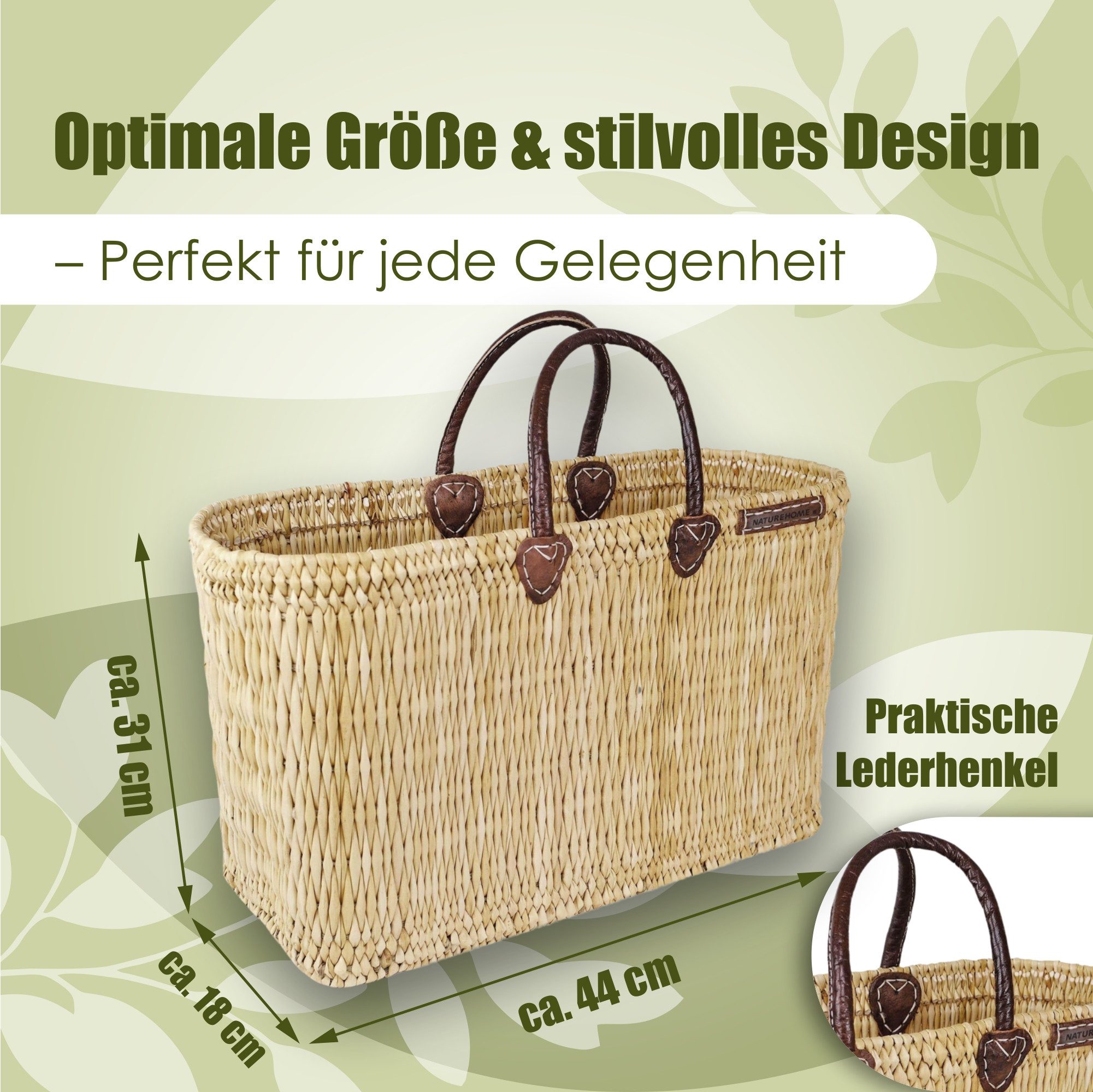 NATUREHOME Strandtasche Schilfrohrtasche L, Handarbeit, Echtes günstig online kaufen