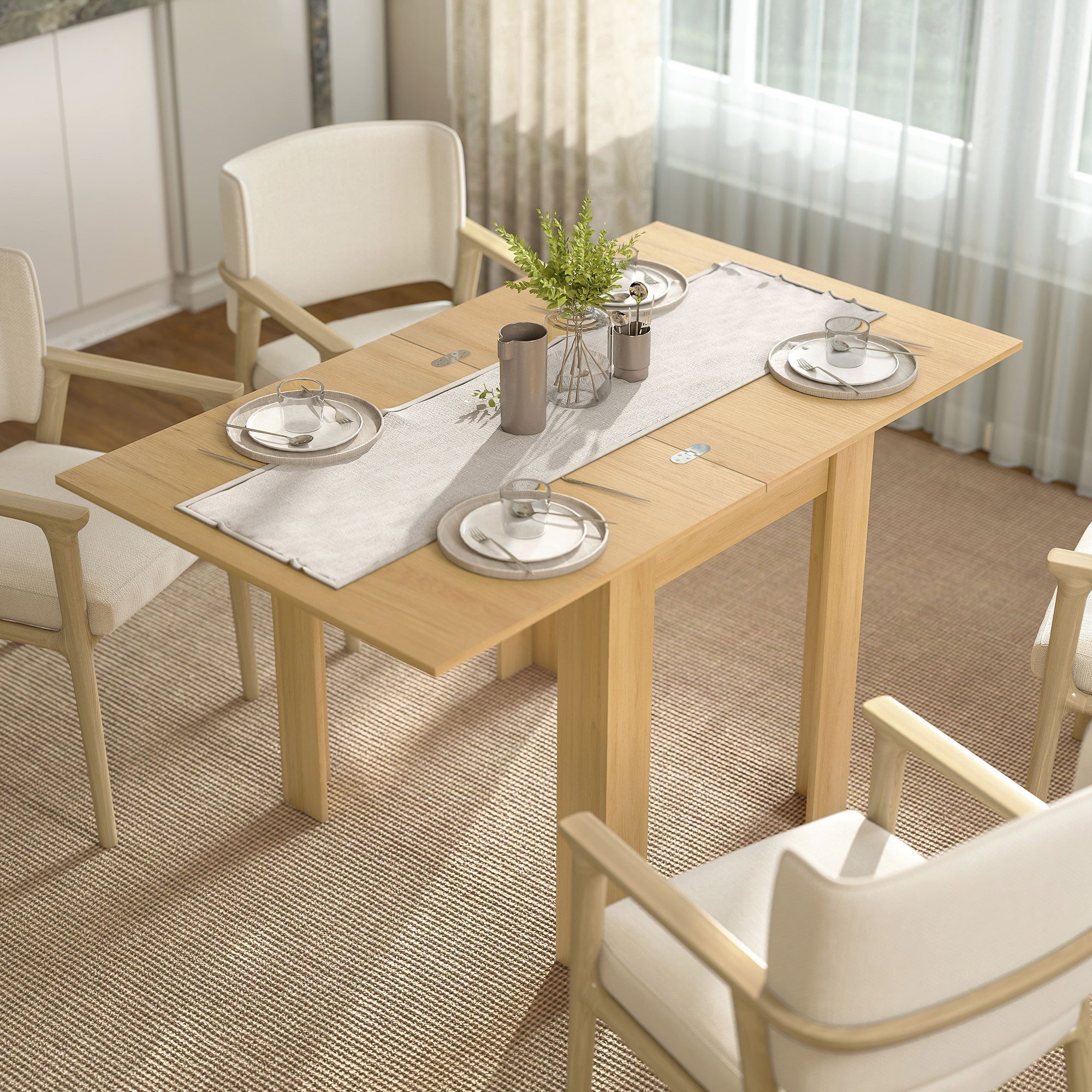 HOMCOM Esstisch Rechteckiger Esszimmertisch Küchentisch für 4–6 Personen (Set, 1-St., 1 Tisch), Klapp- und Ausziehfunktion, Breite 140 cm