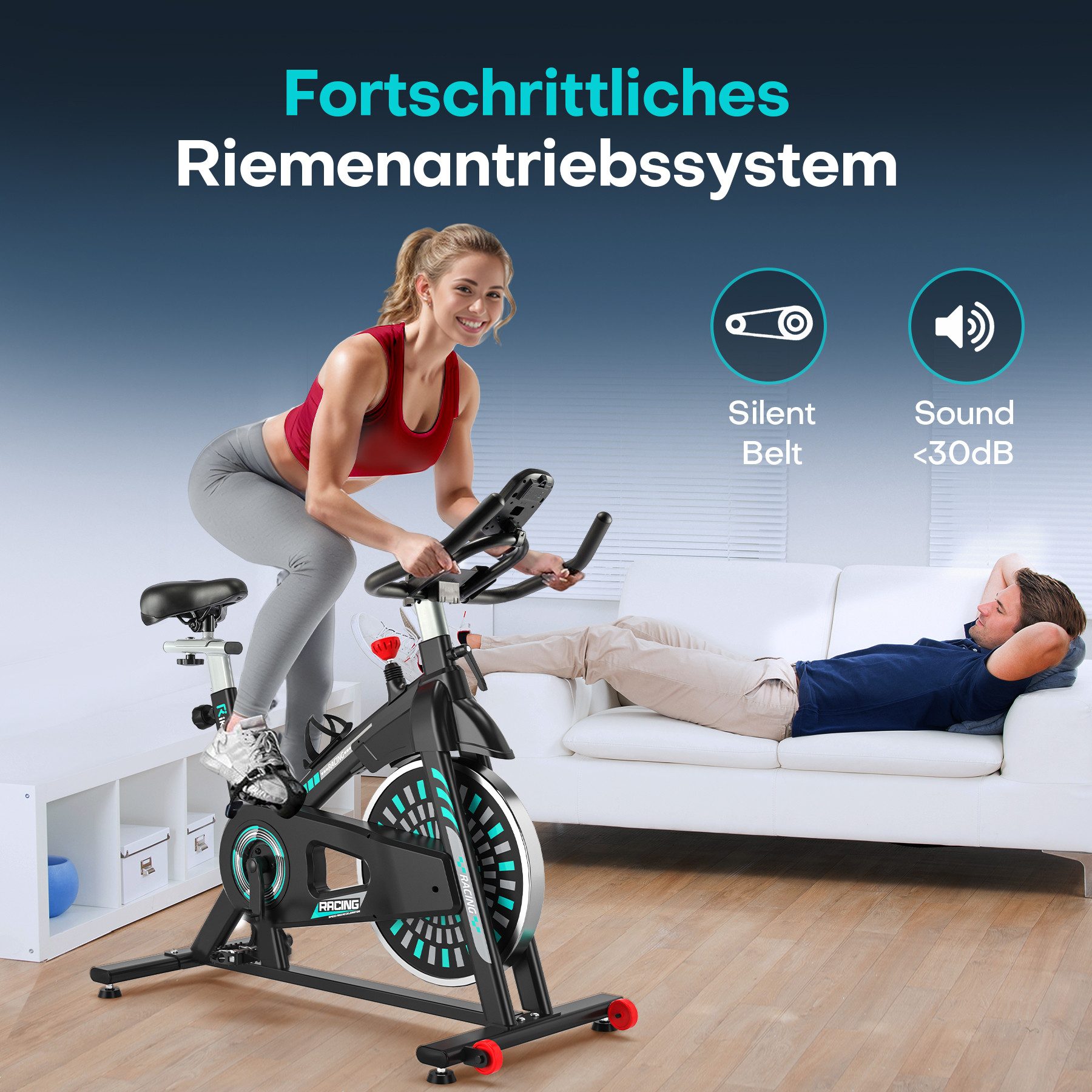 Riksion Heimtrainer Fahrrad für Zuhause, Hometrainer mit LCD-Monitor und Tablet-Ständer (1-tlg), FitnessFahrrad bis 136 kg Belastbar