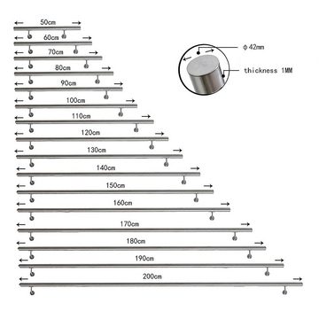 Feel2Home Handlauf Treppengeländer Handlauf Edelstahl Griff Wandhandlauf Treppe 50-200cm, Gebürsteter Edelstahl