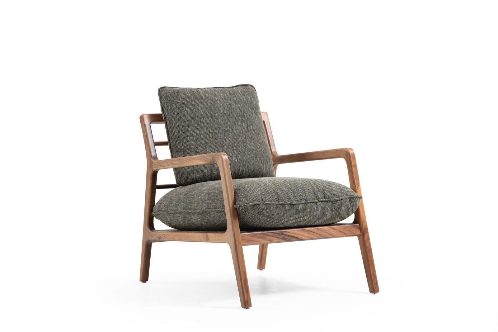 JVmoebel Gartensessel Moderner Stoff-Sessel in Grau für das Wohnzimmer aus Polyester (1-St., 1x nur Крісла), Made in Europa