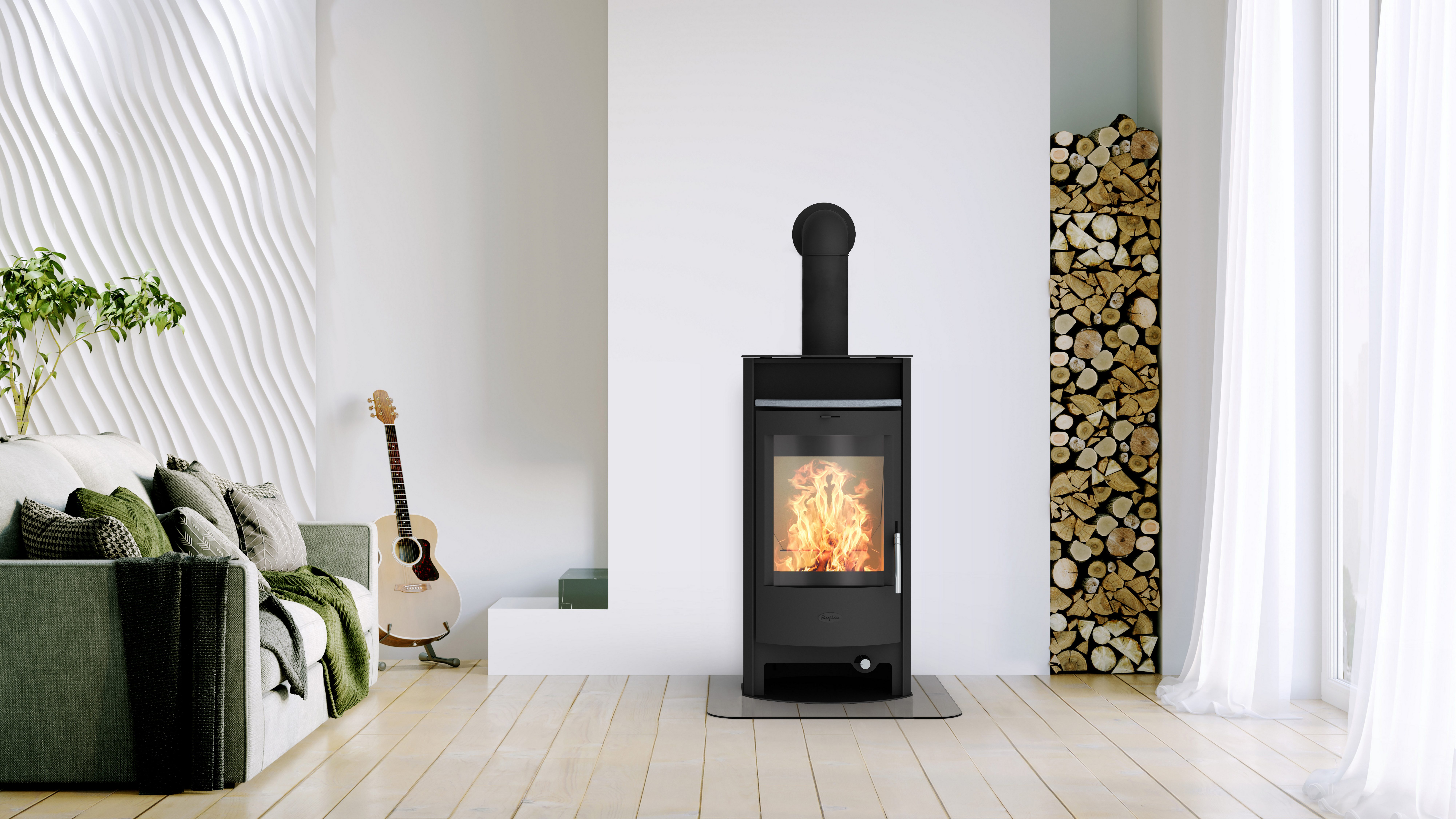 Fireplace Kaminofen Heathus Parma Stahl, 6,0 kW, Dauerbrand, mit Holzfach u günstig online kaufen