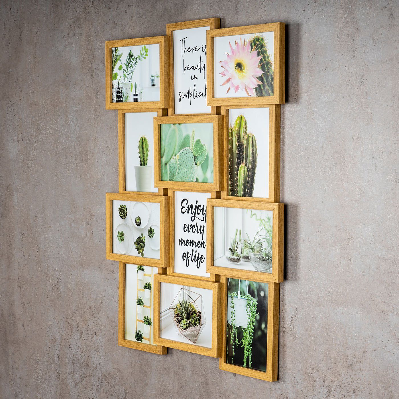 Levandeo® Bilderrahmen Collage, levandeo Bilderrahmen Collage 51x68cm 12 Fotos 13x18 Eiche MDF Holz