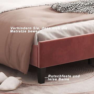 REDOM Bett Häusliche Betten, Gästebett, Polsterbett Doppelbett (mit blumenförmigem Kopfteil und Lattenrost, Samtstoff), Ohne Matratze