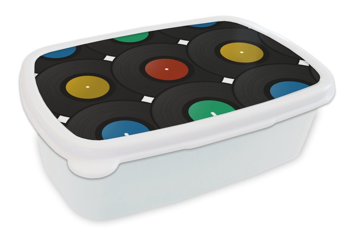MuchoWow Lunchbox Tafeln - Musik - Muster, Kunststoff, (2-tlg), Brotbox für Kinder und Erwachsene, Brotdose, für Jungs und Mädchen weiß