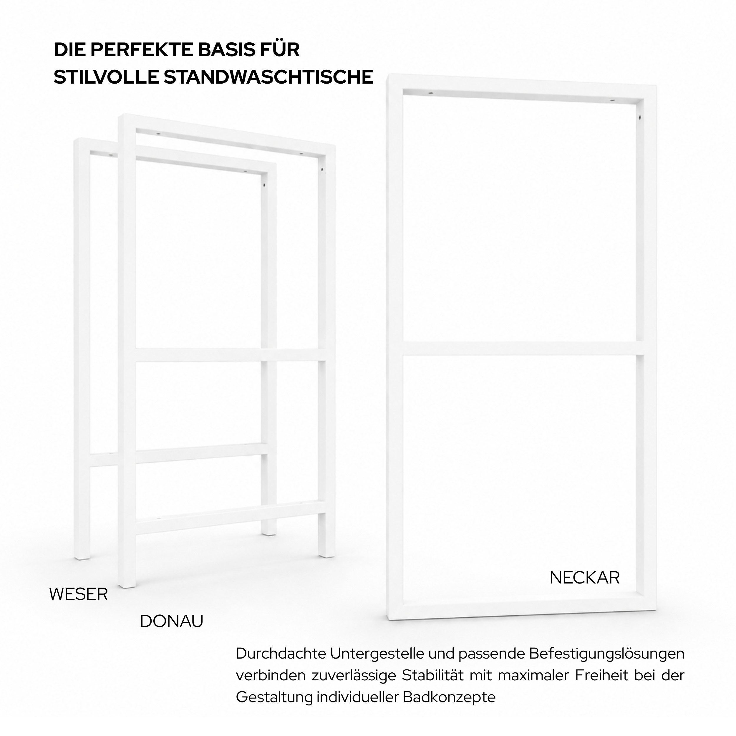 HEVVA Waschtischbefestigung Gestell Doppel-Waschtisch, NECKAR, Waschtischunterschrank Füße, (1-St)