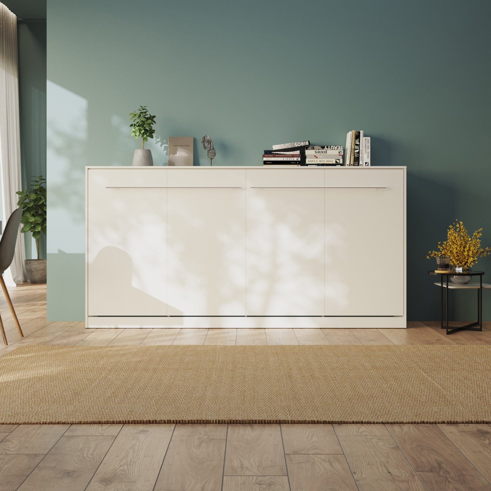 SMARTBett Schrankbett Standard 90x200 cm, 120x200 cm, 140x200 cm Weiß Klappbett horizontal/ quer, Gasdruckfedern
