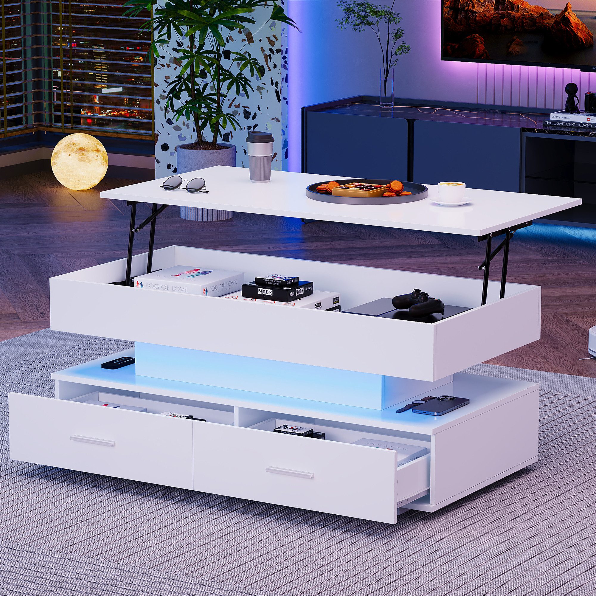 STILVORA Couchtisch Hebbarer Wohnezimmertisch mit LED,Beistelltisch günstig online kaufen