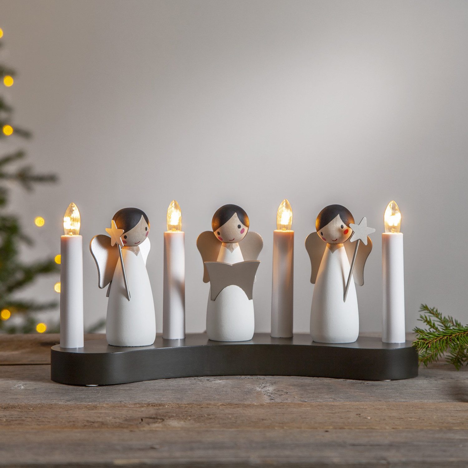 STAR TRADING Fensterleuchter Fensterleuchter Engel Chor 4flammig warmweiße Glühlampen Innen 15cm, warmweiß (2100K bis 3000K)