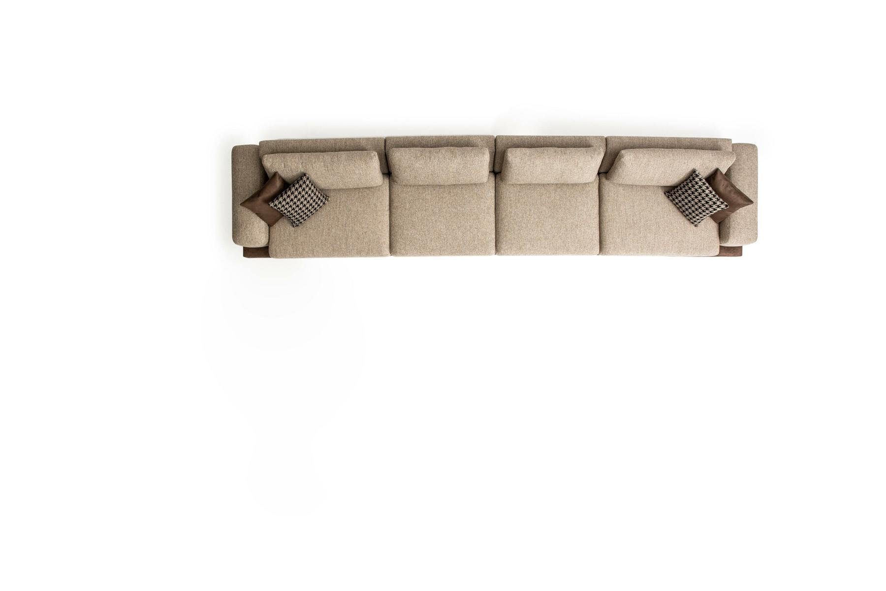 JVmoebel Big-Sofa Beiges Designer-Sofa aus Textil mit Edelstahlfüßen, 4 Teile, Made in Europa
