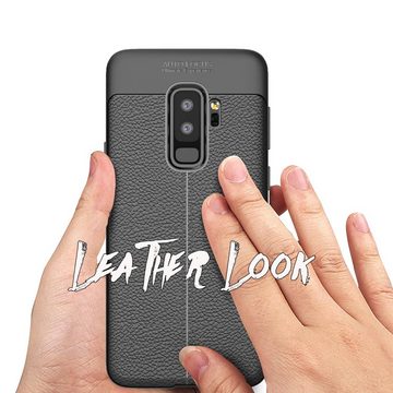 Nalia Smartphone-Hülle Samsung Galaxy S9 Plus, Leder-Look Silikon Hülle / Anti-Fingerabdruck / Kratzfest / Stoßfest / Rutschfest / Leder-Optik aus Silikon Schutzhülle / Soft Case / Phone Cover / Handy-Tasche Bumper Etui Handycase Backcover Handy-Schale Handycover