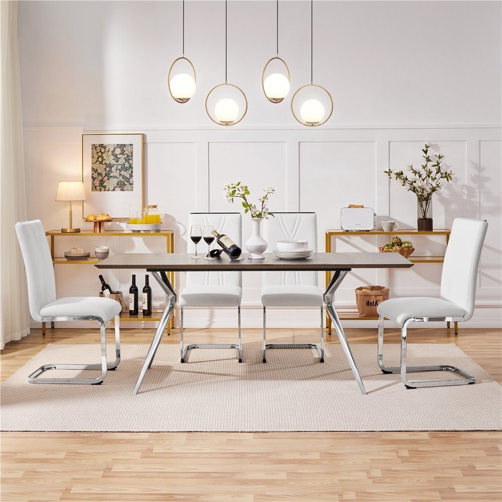 Yaheetech Esszimmerstuhl (2 St), 2/4/6er Küchenstühle-Set mit Metalluntergestell Polsterstuhl