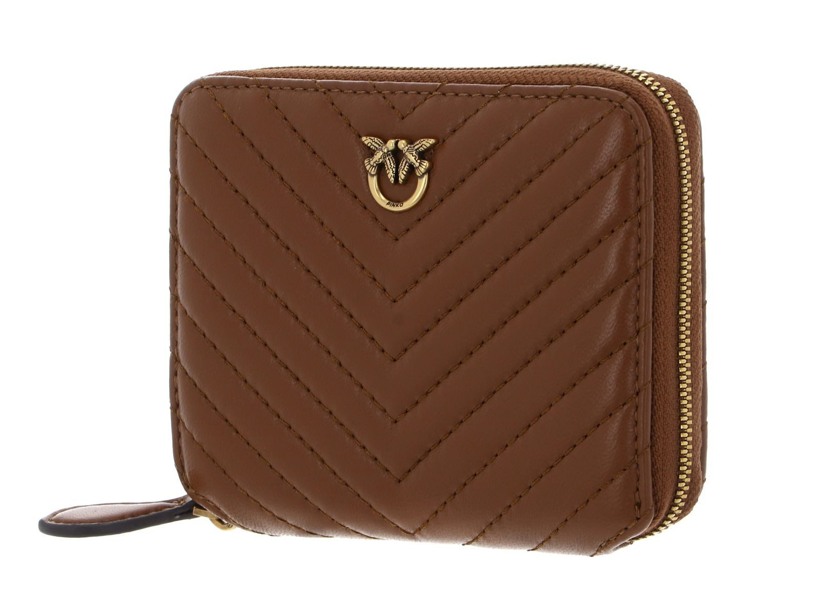 PINKO Geldbörse Zip Around Sheep Nappa Chevron, aus echtem Schafsleder