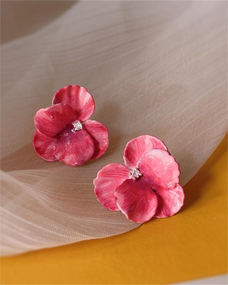 Rouemi Paar Ohrstecker Blumenohrringe für Frauen,einfacher und großzügiger Ohrstecker-Schmuck