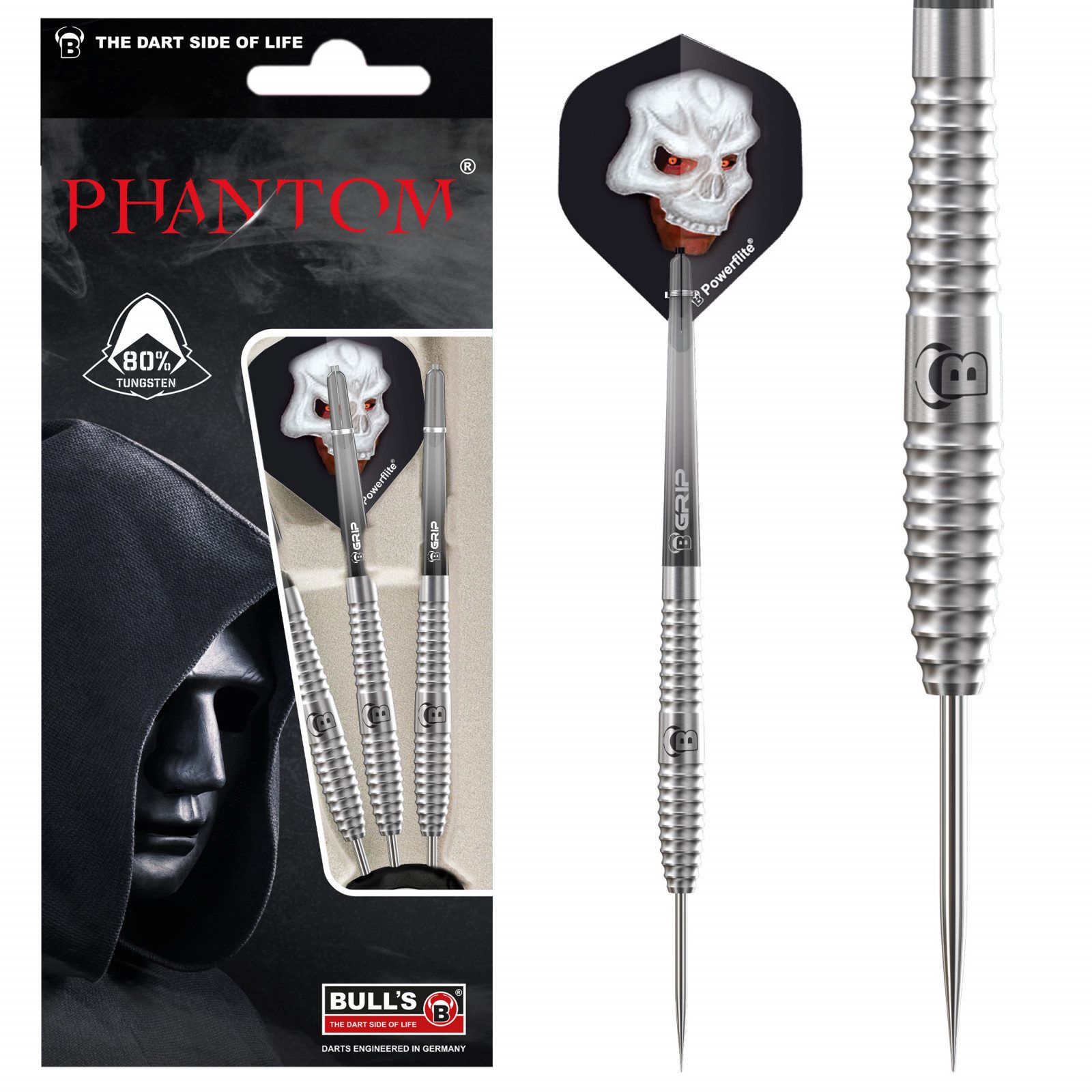 Dartpfeil Steeldart Phantom PT3, 80% Tungsten, 23g. Silber