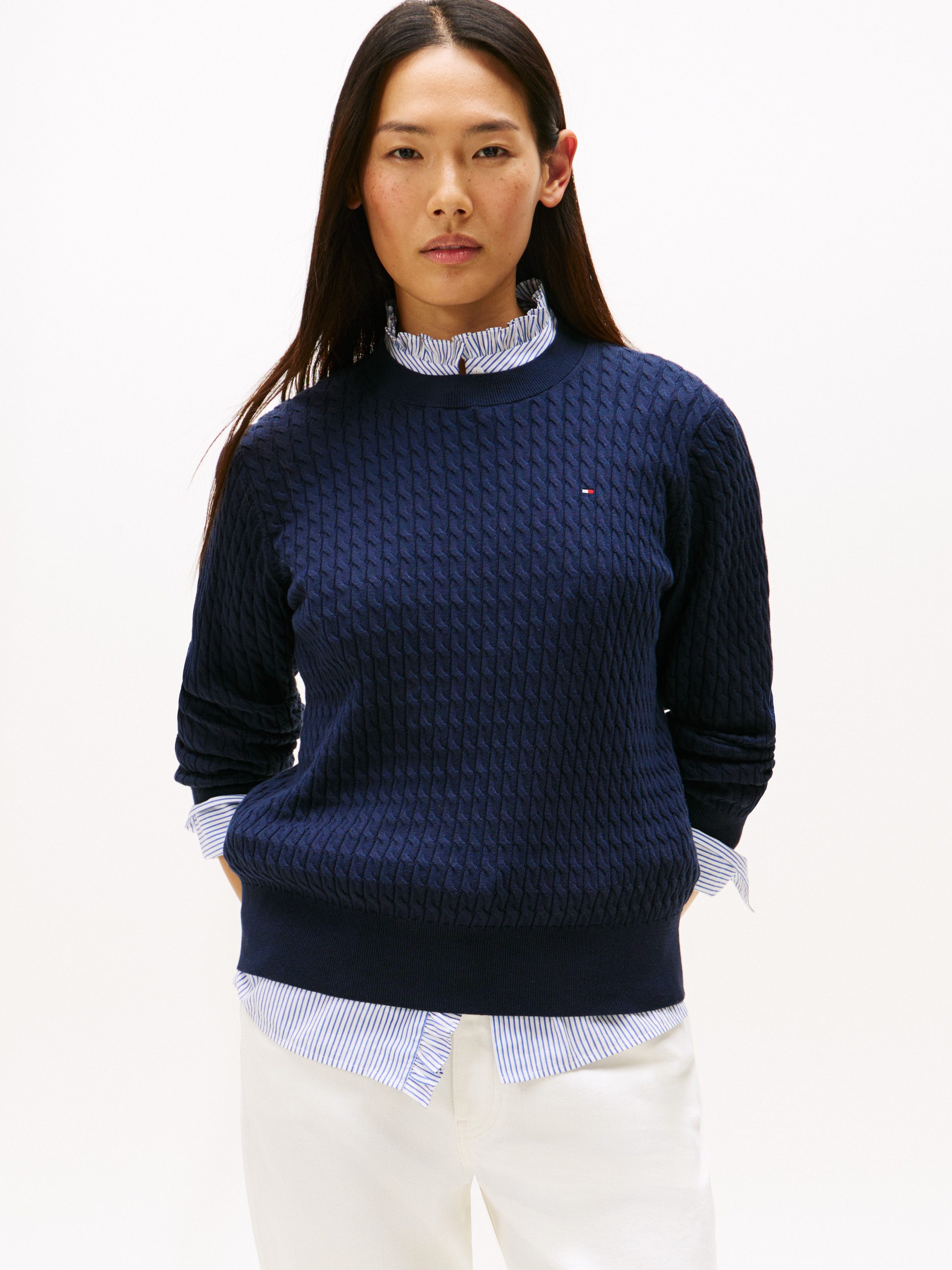 Tommy Hilfiger Rundhalspullover CO CABLE C-NK günstig online kaufen