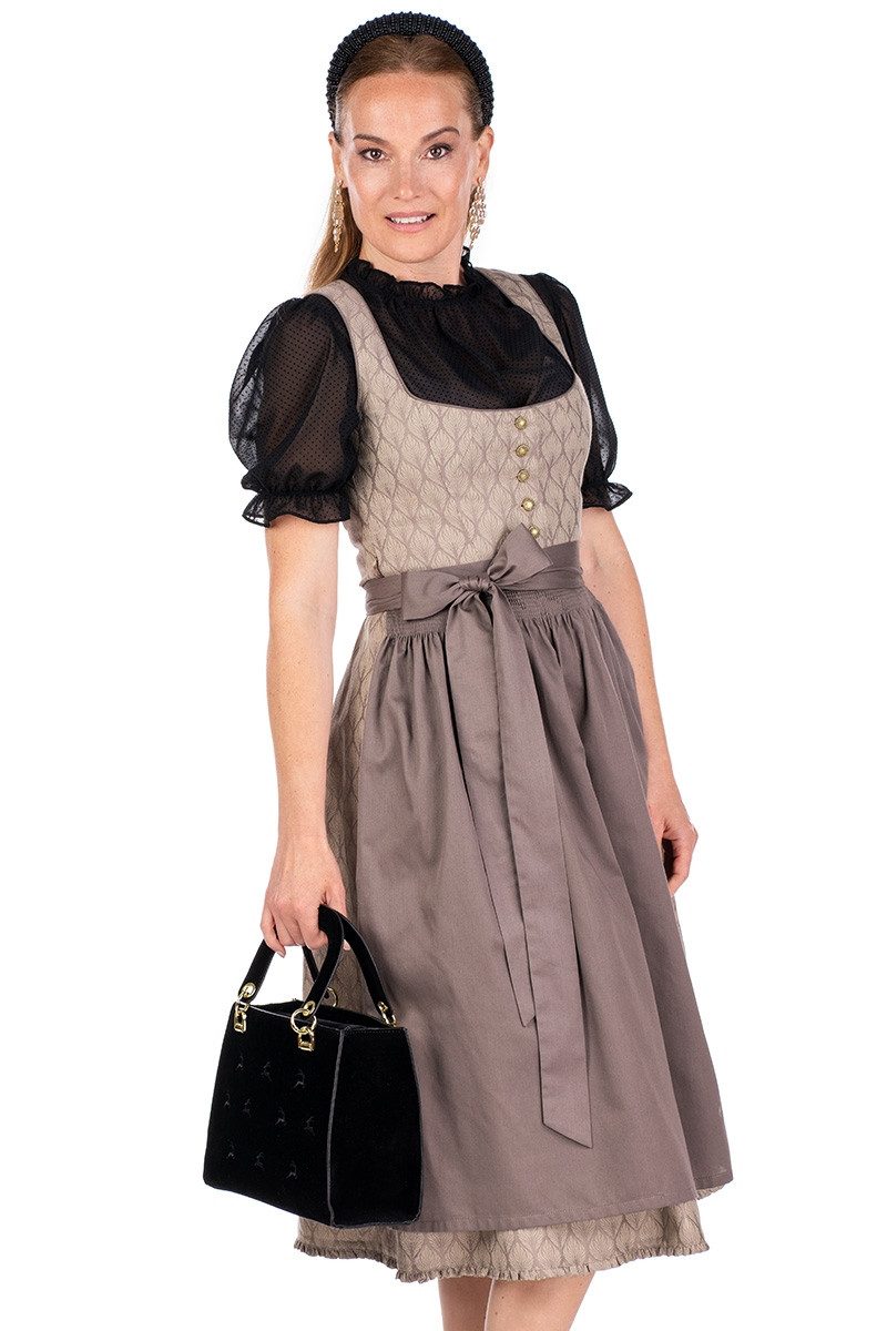 Alpenfee Tracht Dirndl Midi Dirndl 2tlg. - BABSI - taupe