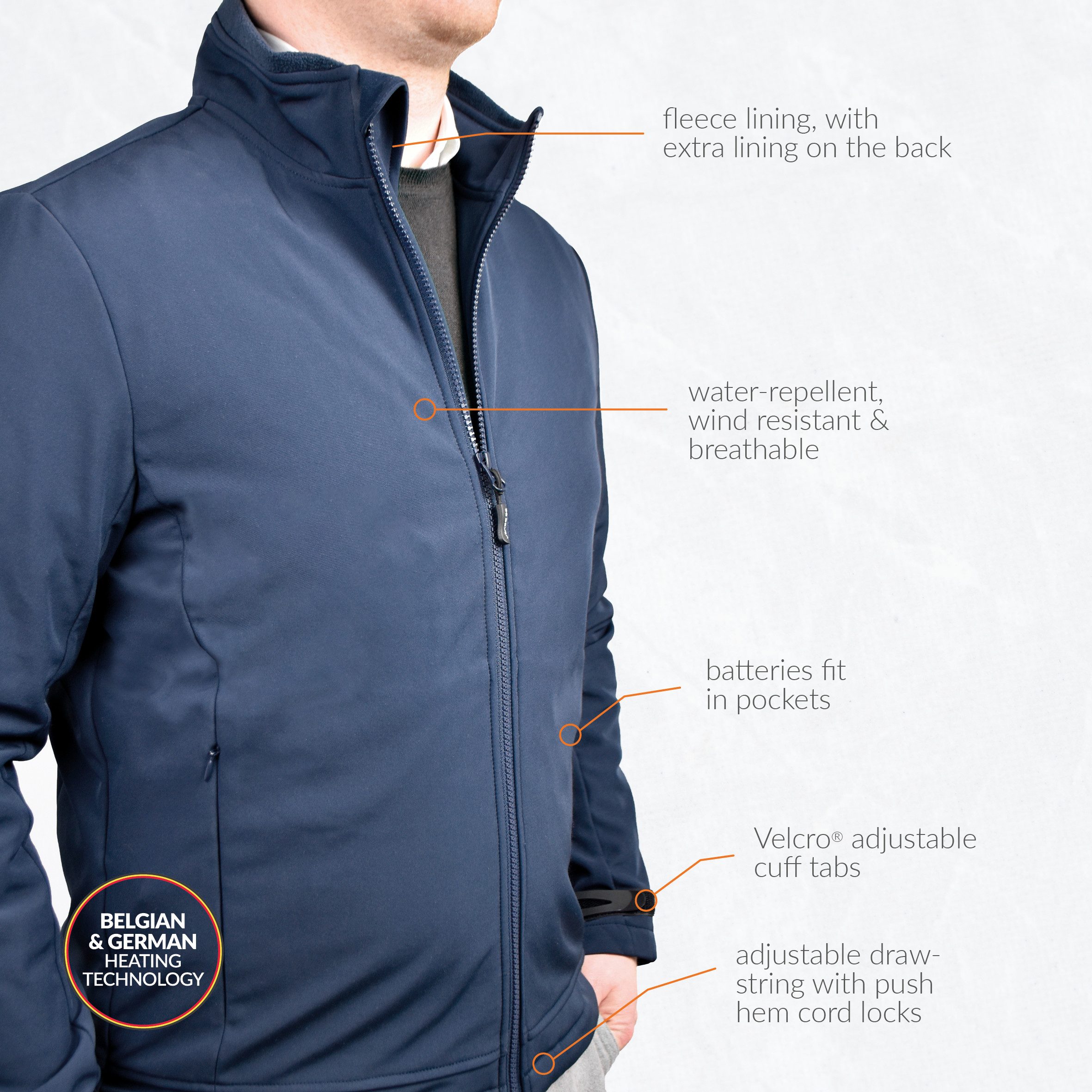 30seven Softshelljacke Regular Fit, Herren mit Fleecefutter - marineblau ohne Akku