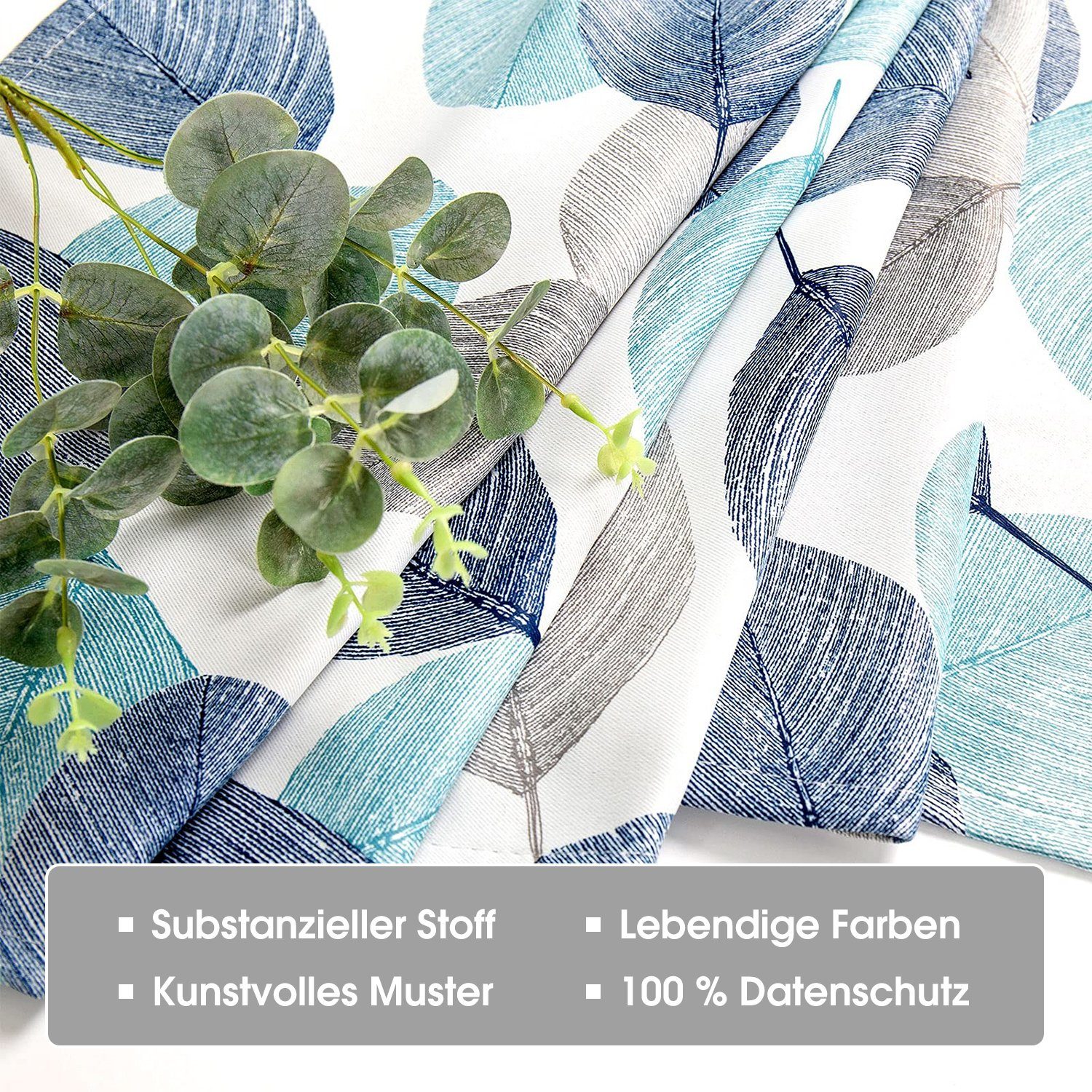 Scheibengardine, HOMEIDEAS, Stangendurchzug (2 St), Blätter Blau verdunkelnd, Polyester