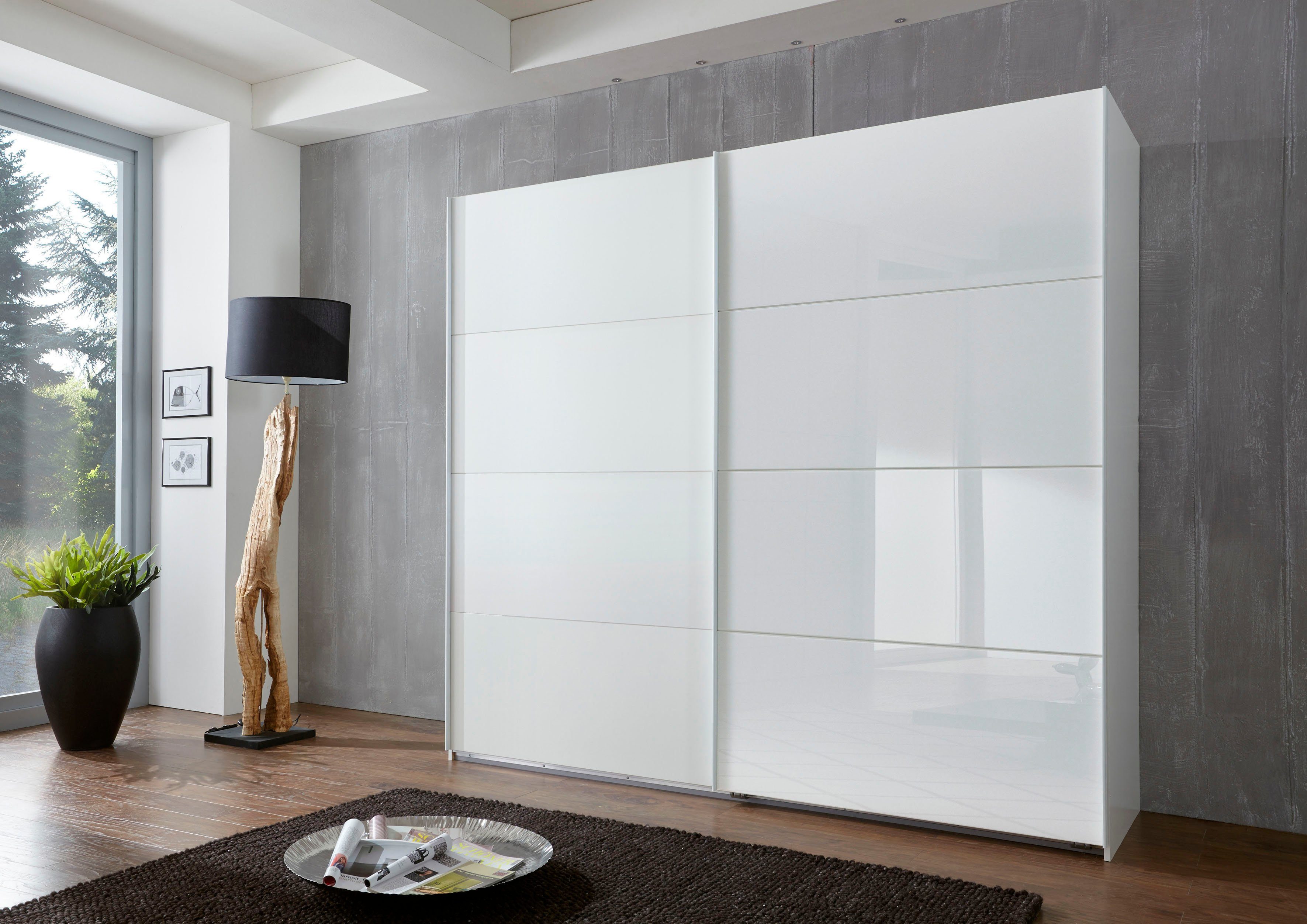 Wimex Schwebetürenschrank Ernesto mit farbigen Glaselementen