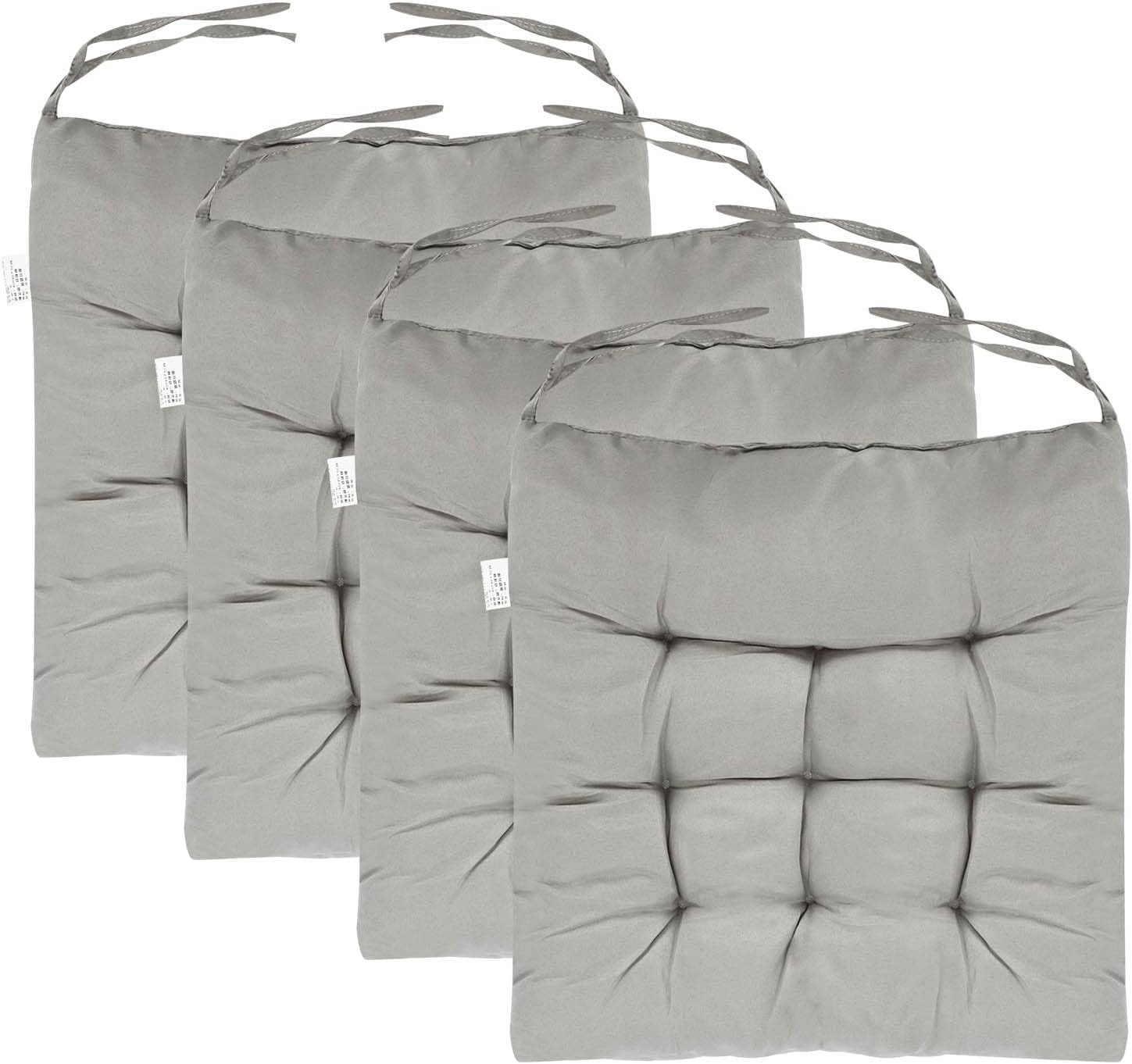 Stuhlkissen 4er Set Sitzkissen mit Bindebändern – Bequeme 40x40 cm Stuhlauflage