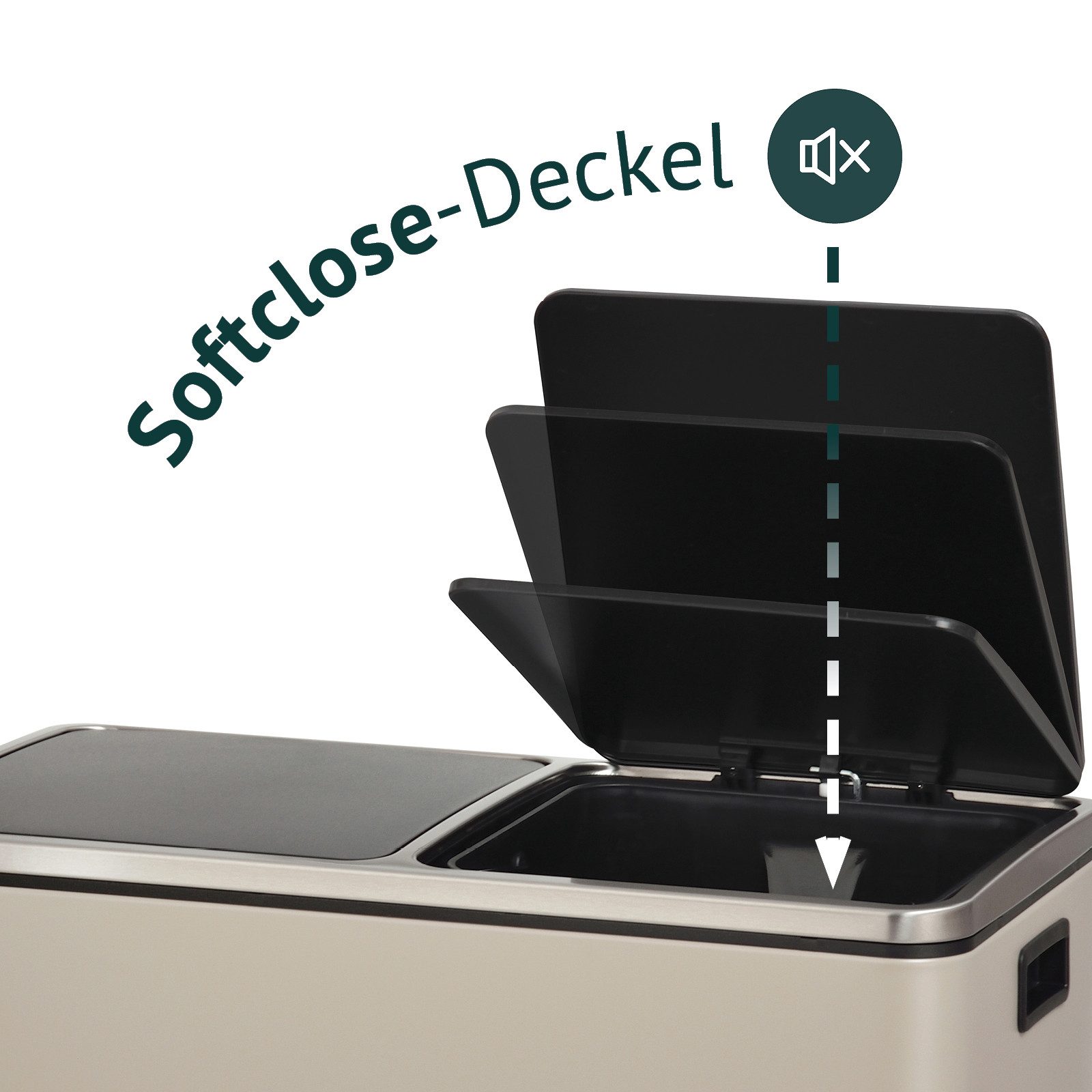 SVITA Mülltrennsystem, TM2X24, 48L (2x24L), Mülltrennsystem, Abfalleimer, Stahl, Taupe