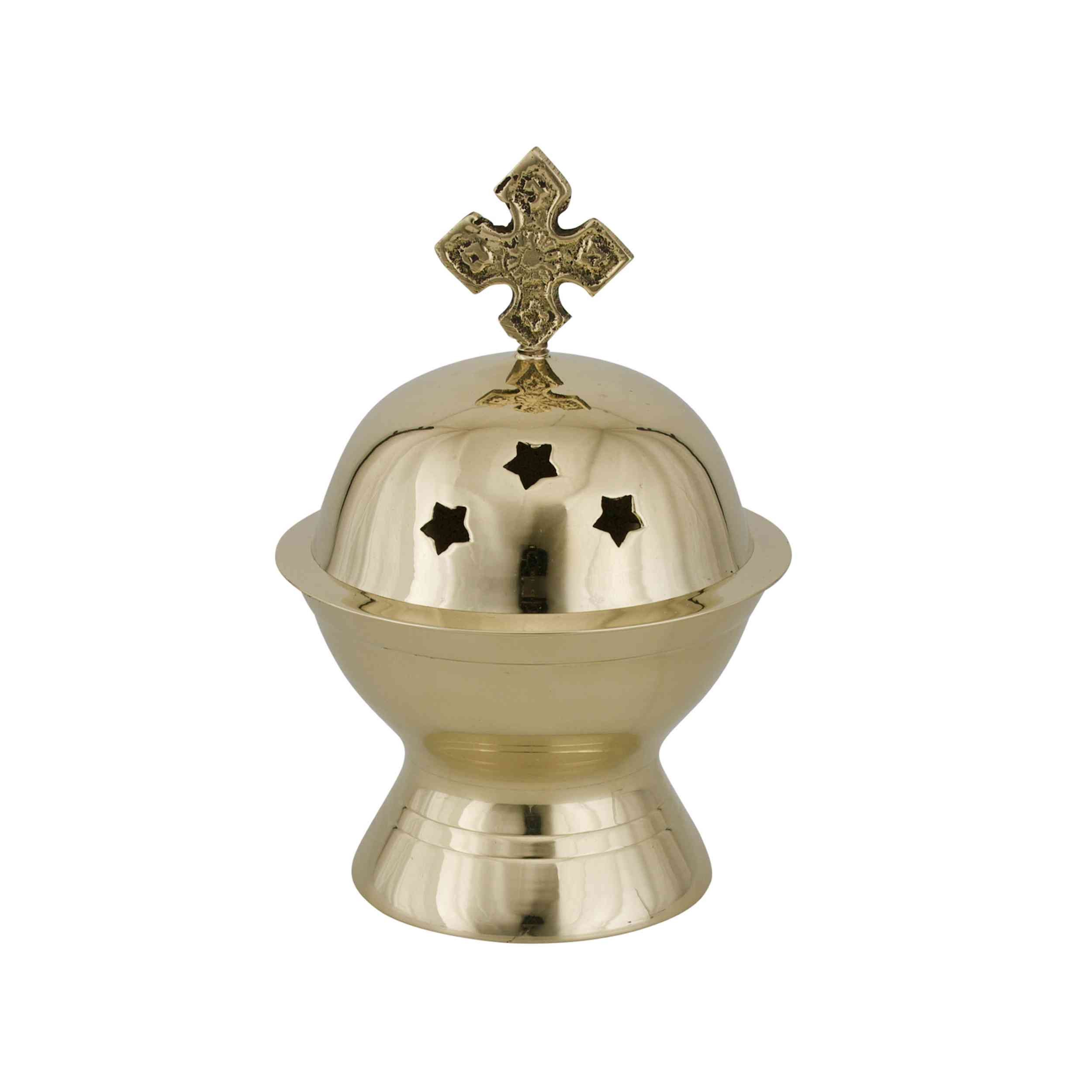NKlaus Duftlampe Räuchergefäß Messing christlich mit Kreuz 11,7 cm