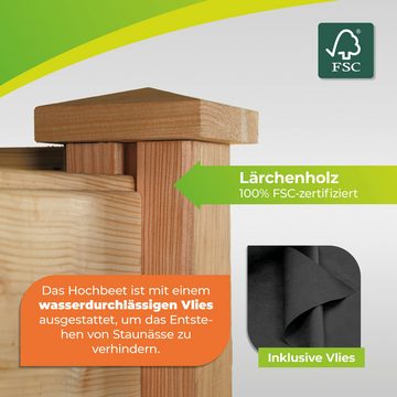 Bio Green Hochbeet Hochbeet Windsor aus Lärchenholz für Balkon L 100 x B 60 x H 75 cm