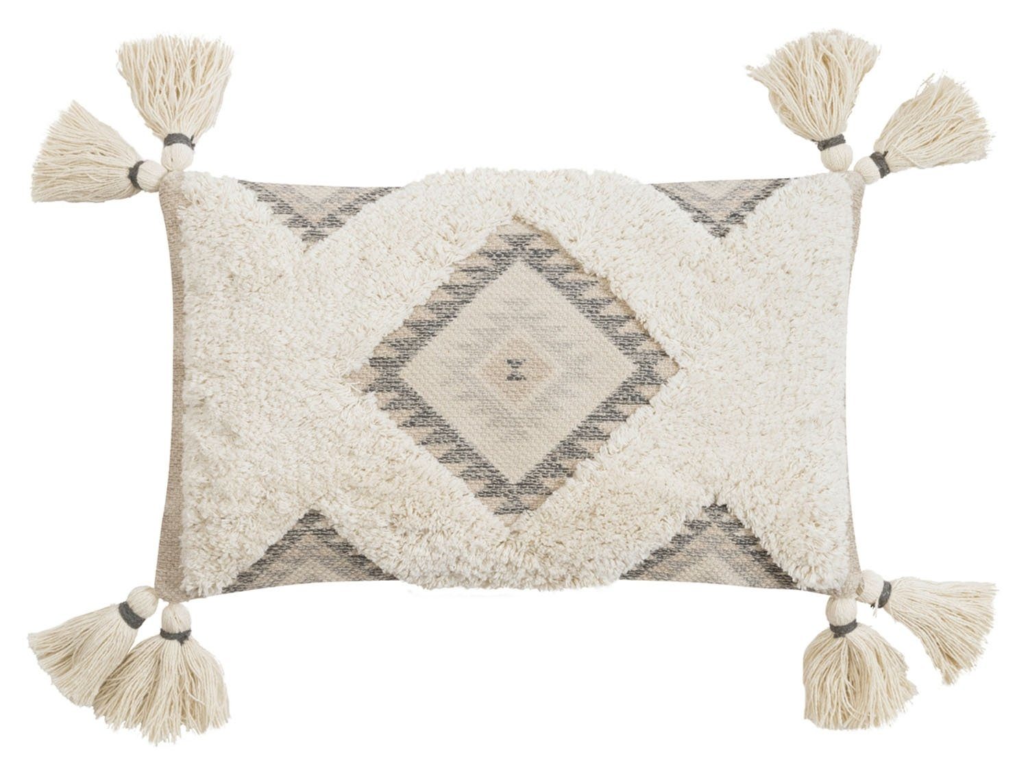 Kissenhülle BENISHA, Beige, Rauten, Baumwolle, 30 x 50 cm
