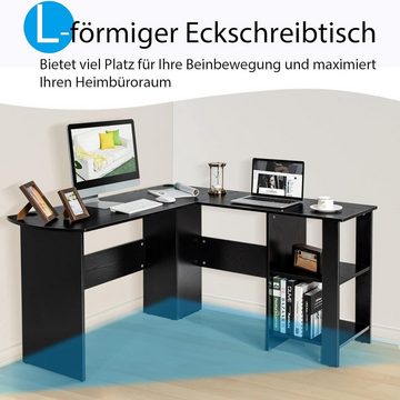 KOMFOTTEU Computertisch L-förmiger, Eckschreibtisch zum Studieren, Gamen, Arbeiten