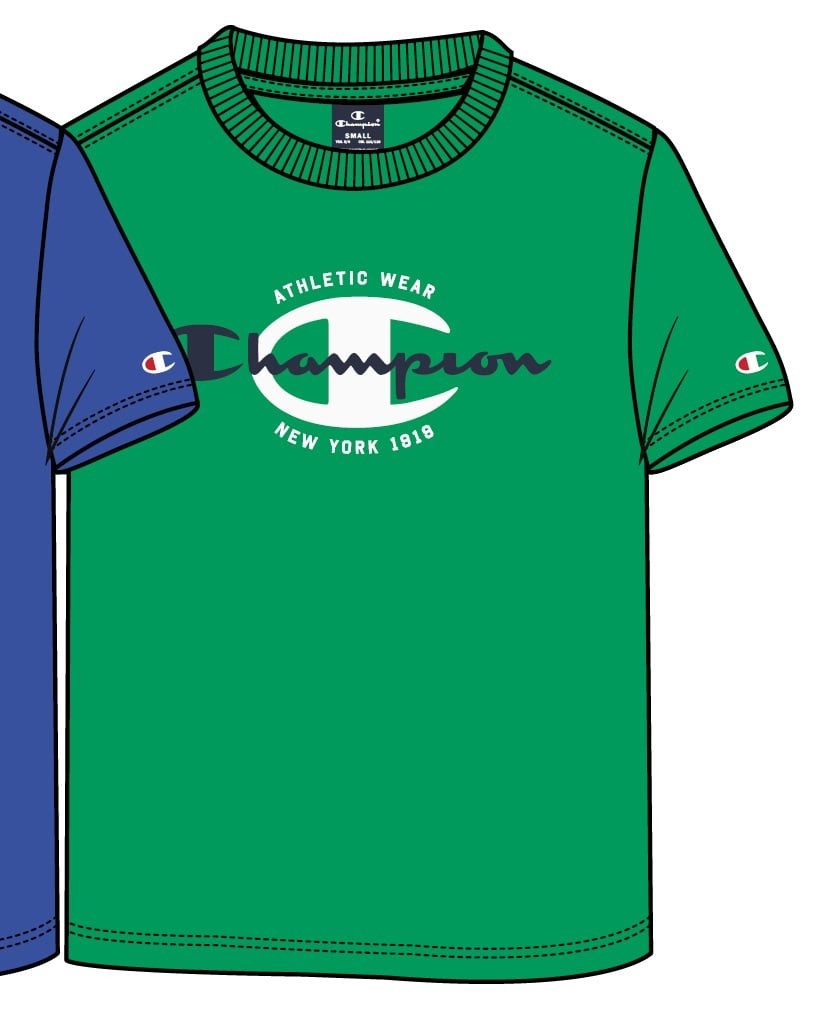 T-Shirt (Baumwolle) Crew Graphic Print grün Kinder