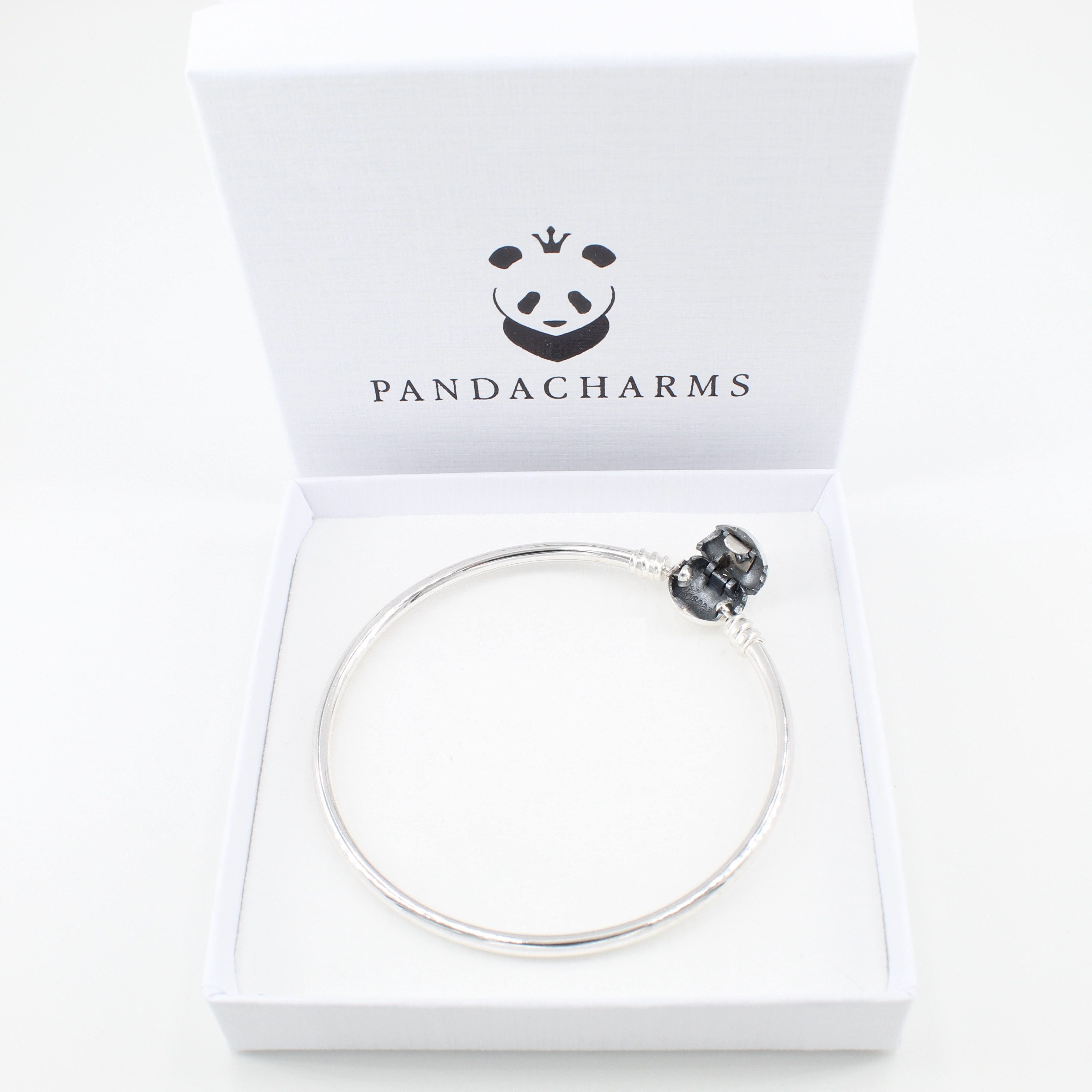 PANDACHARMS Charm-Armband Armreif mit Herzverschluss, 925er Sterling Silber, Längen 16-21cm