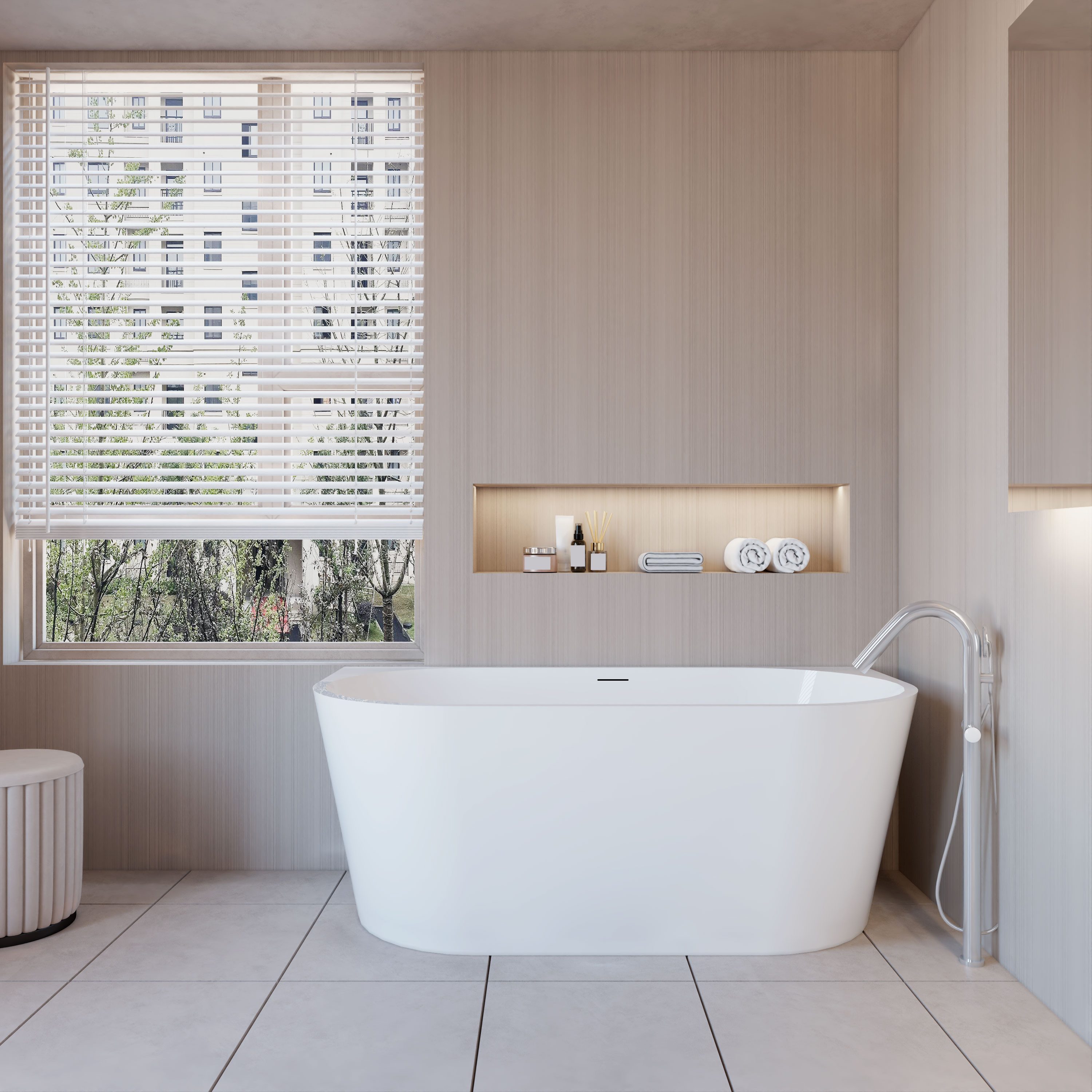 AICA Badewanne 150*75*58/170*80*60cm Weiß freistehende Acrylbadewanne, Weiß