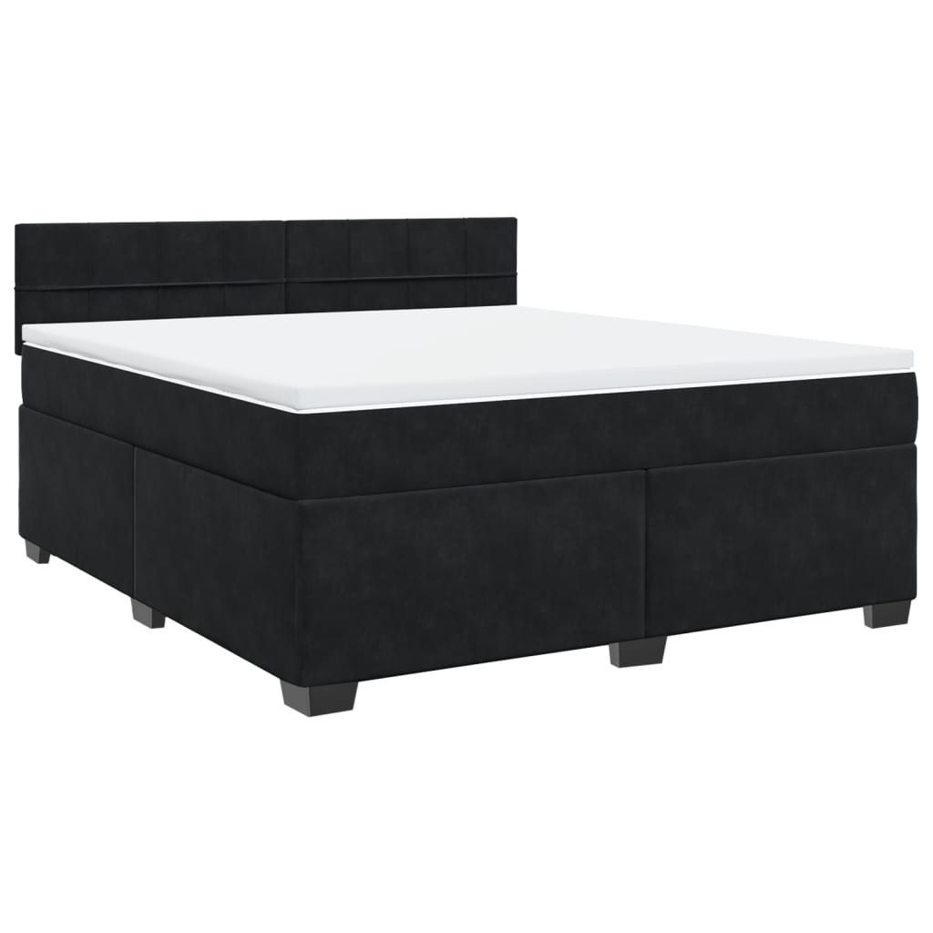 Bett Boxspringbett mit Matratze Schwarz 180x200 cm Samt