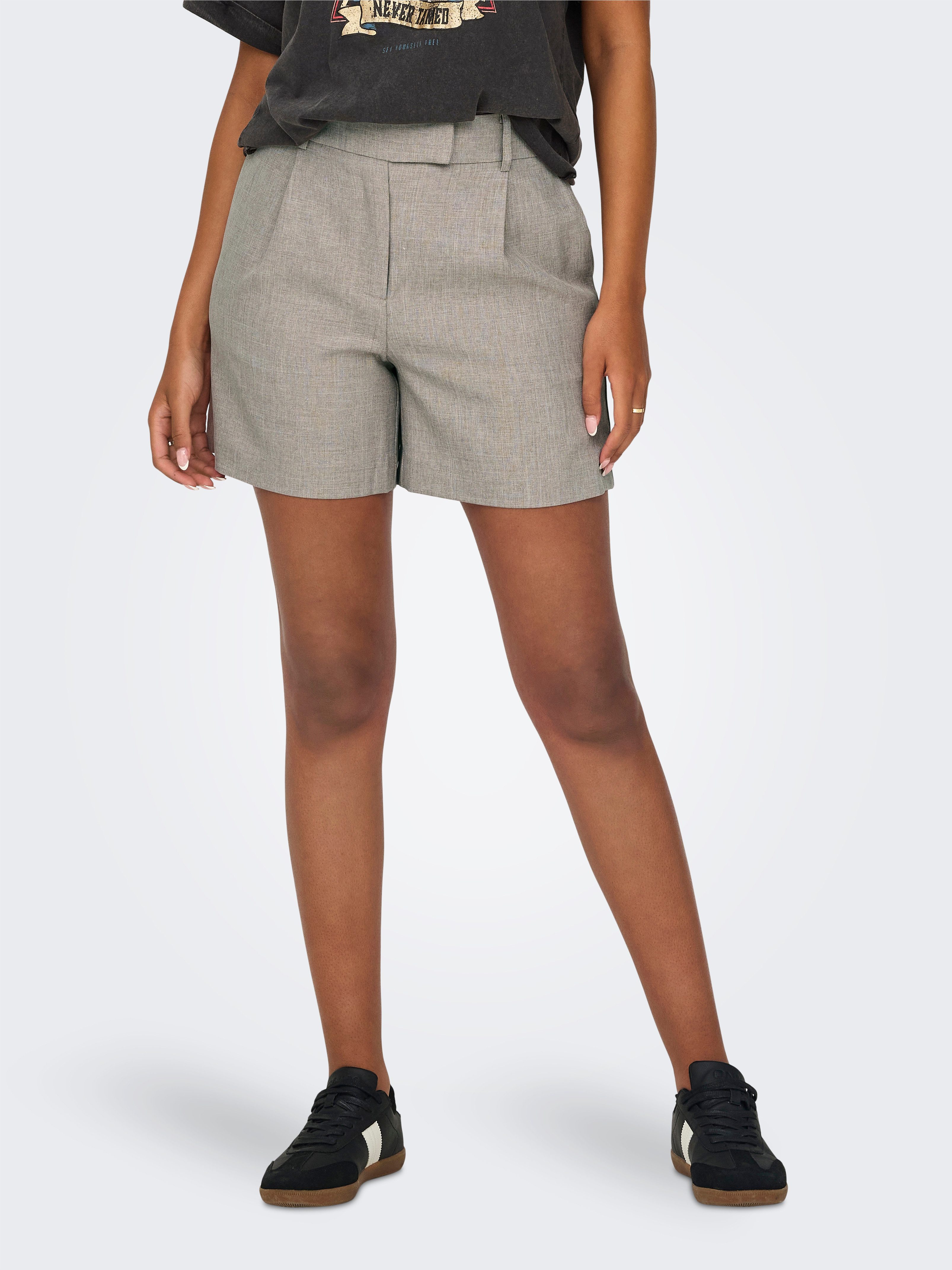 ONLY Shorts ONLLINDA – Shorts mit hoher Taille und weitem Beinschnitt Materialmix, High Waist