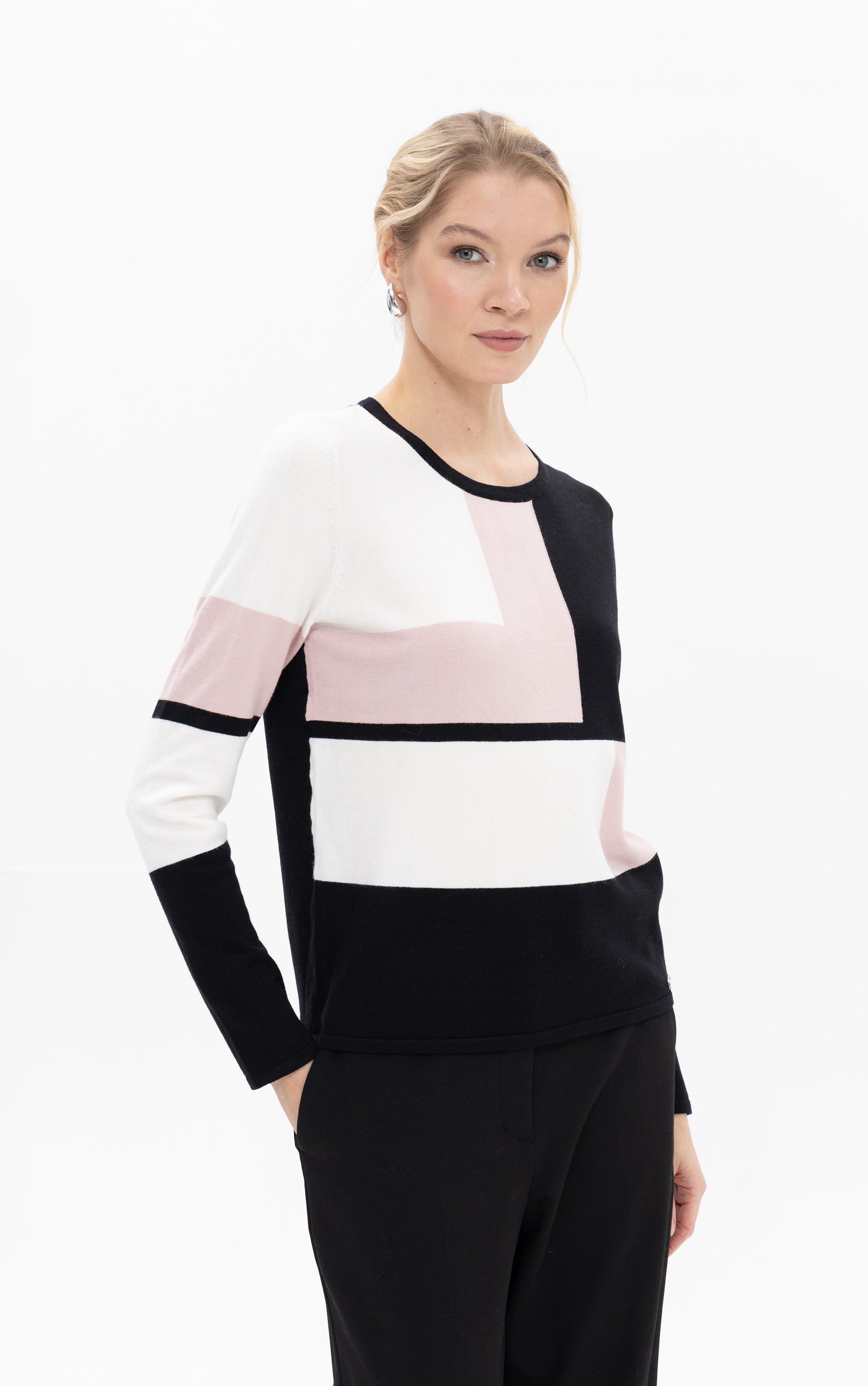 Passioni Strickpullover im Farbblock-Design günstig online kaufen