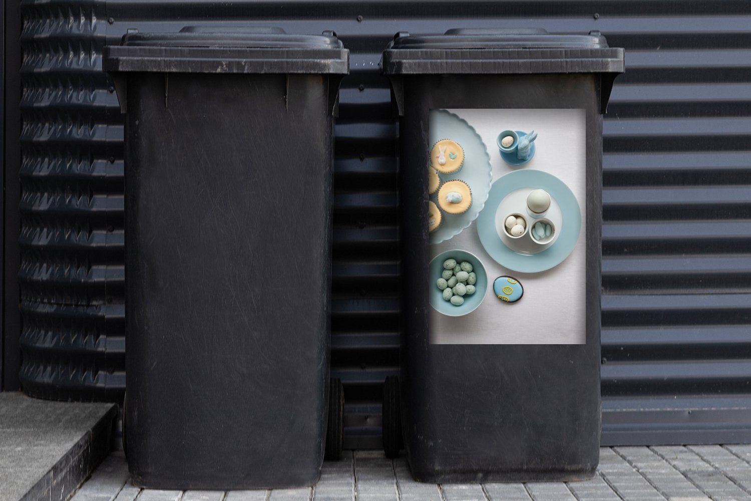 Ostertisch Container, (1 und Süßigkeiten Mülleimer-aufkleber, mit Wandsticker Abfalbehälter gefüllt St), Mülltonne, MuchoWow Ein Cupcakes Sticker,