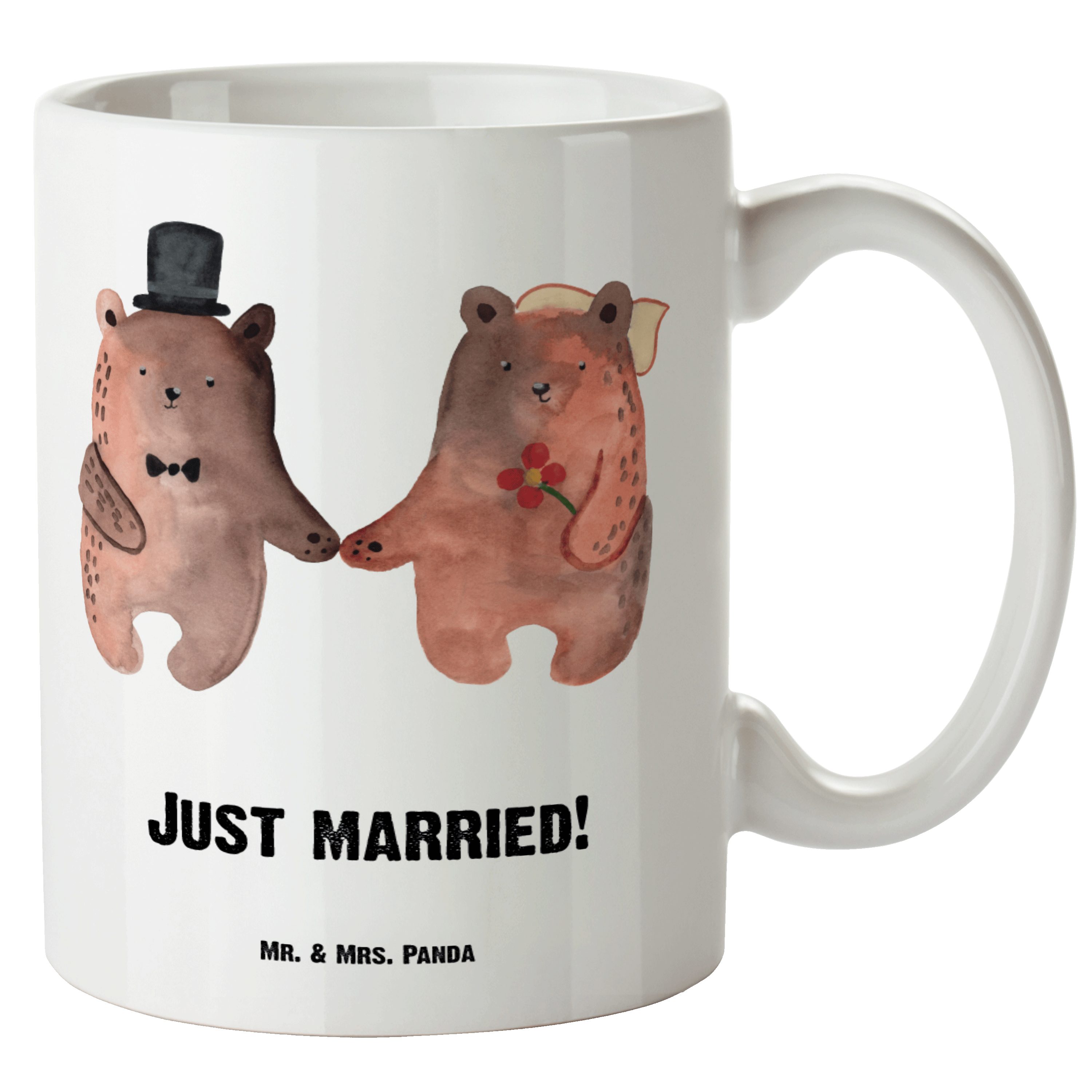 Mr. & Mrs. Panda Tasse Bär Heirat - Weiß - Geschenk, Teddy, Teddybär, Bär Verheiratet Heirat, XL Tasse Keramik