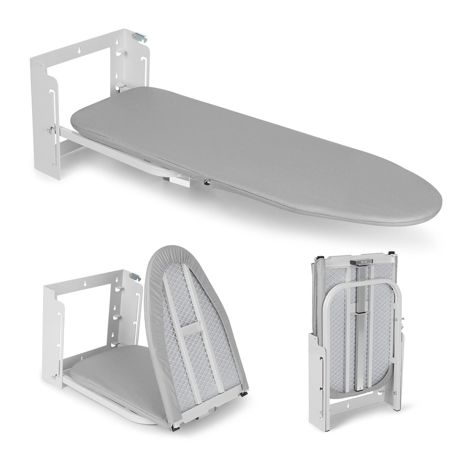 XERSEK Bügelbrett Klappbar Wandmontage Bügeltisch Ironfold Höhenverstellbar Tischplatte, 92 x 31CM für Dampf-/Elektro-Bügeleisen
