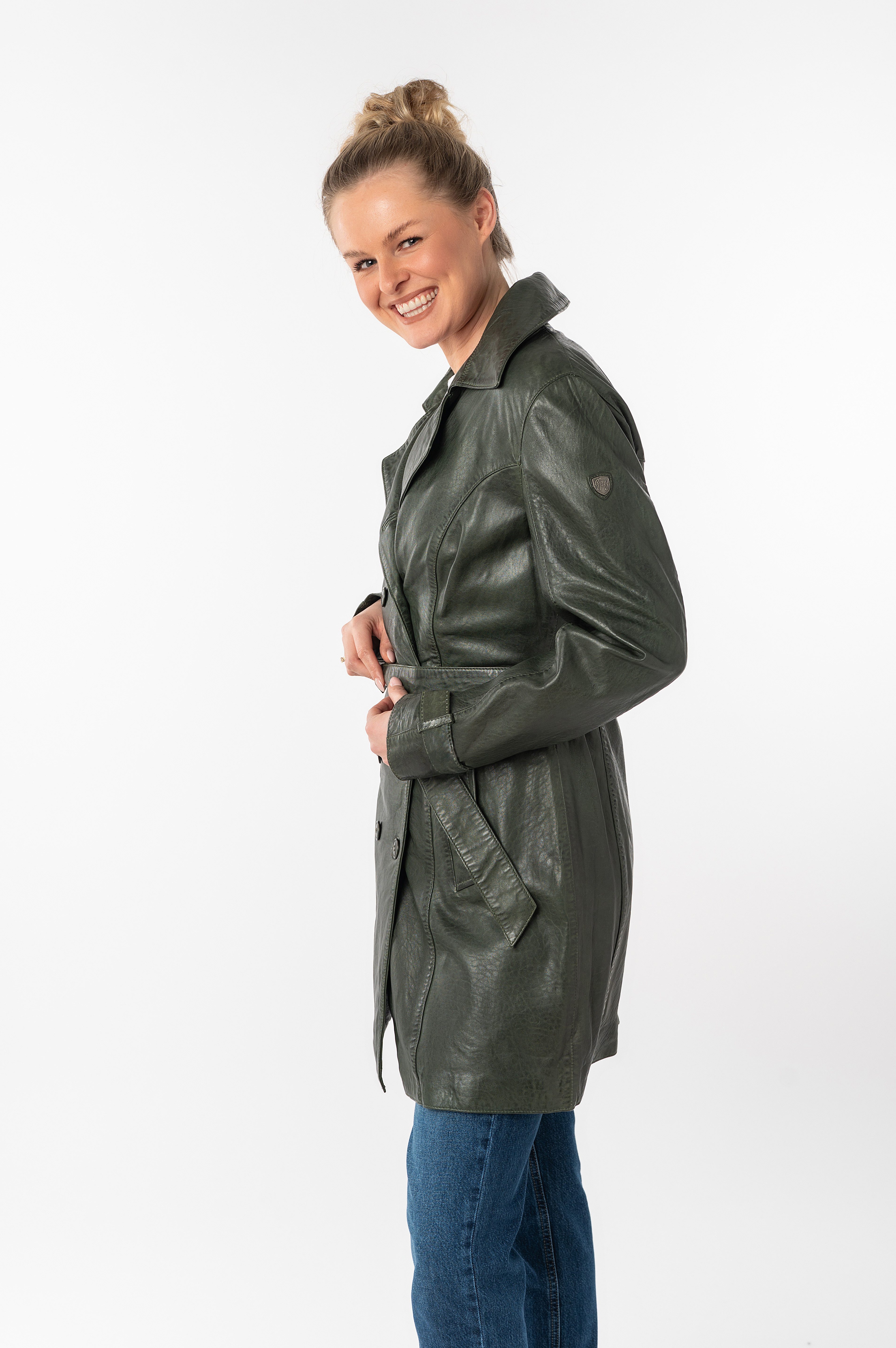 Mauritius Ledermantel GWTaresa (2-tlg., mit Bindegürtel) Leder-Trenchcoat mit Bindegürtel
