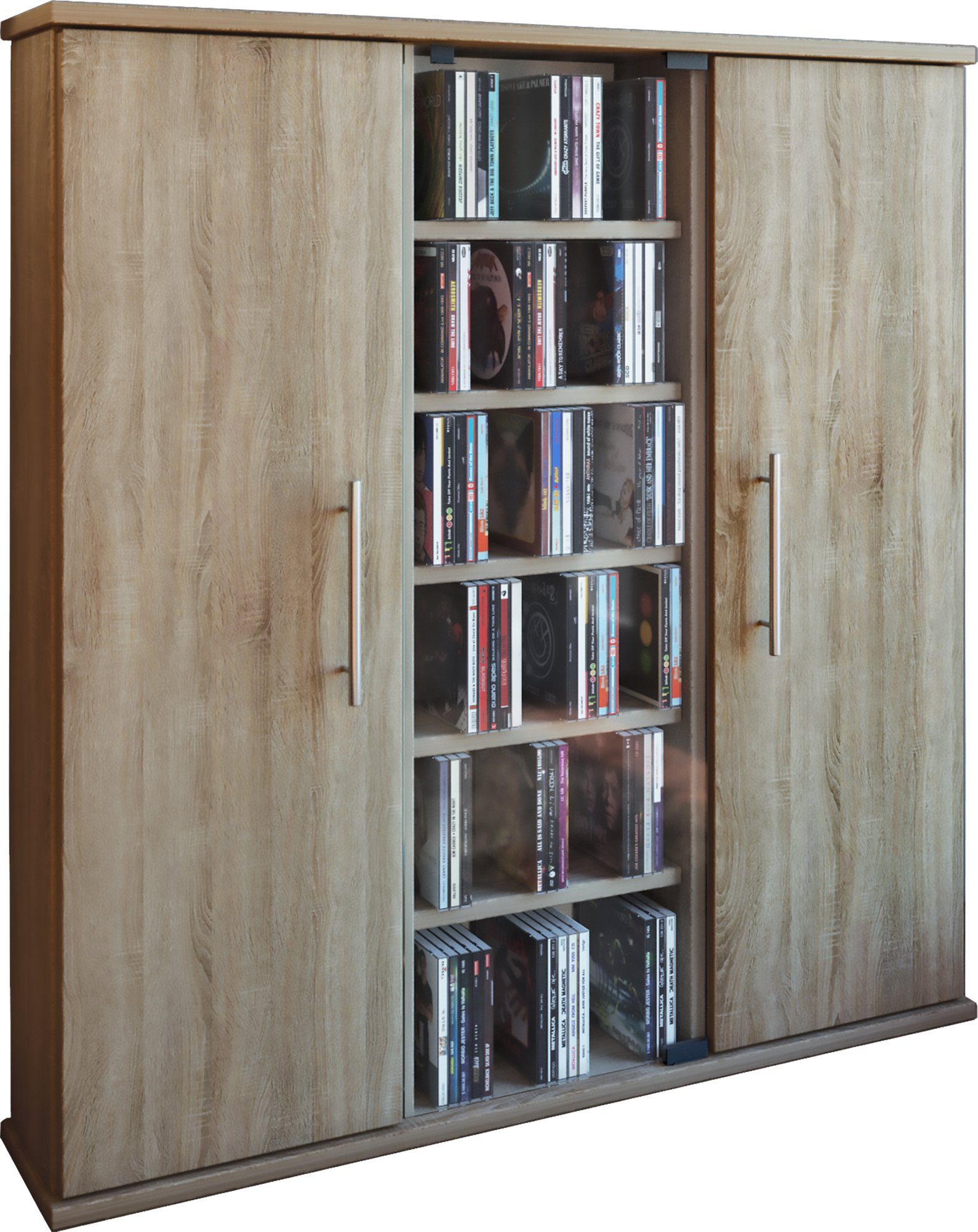 VCM Standregal Santo B. 86 x T. 18 x H. 92 cm, Medienregal für CDs und DVDs, für Wohnzimmer und Mediaraum, 18 Fächer