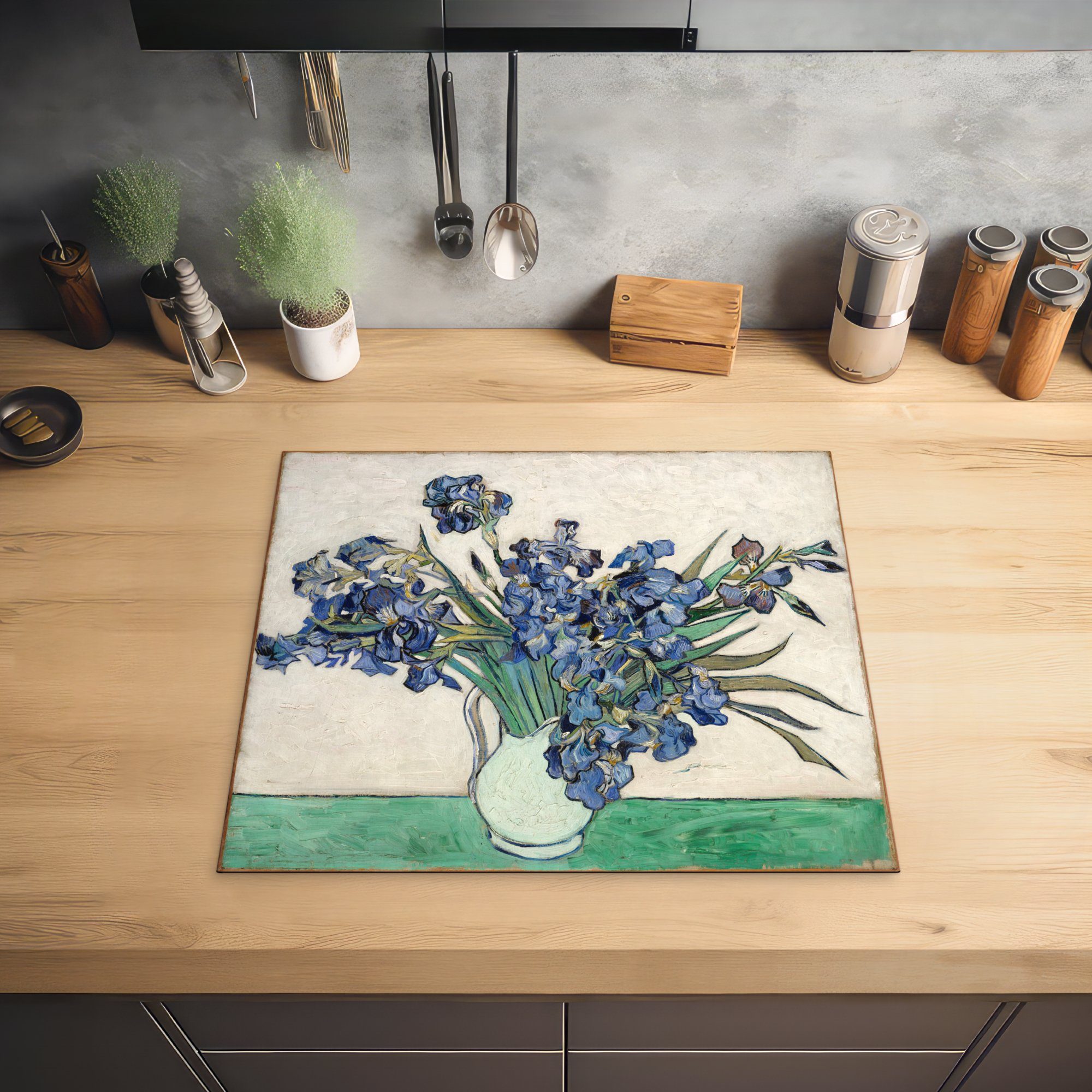 Induktionsmatte mit küche, Vinyl, die van Gogh, Herdblende-/Abdeckplatte Ceranfeldabdeckung für MuchoWow - Schwertlilien Vincent tlg), (1 59x52 cm, Stilleben