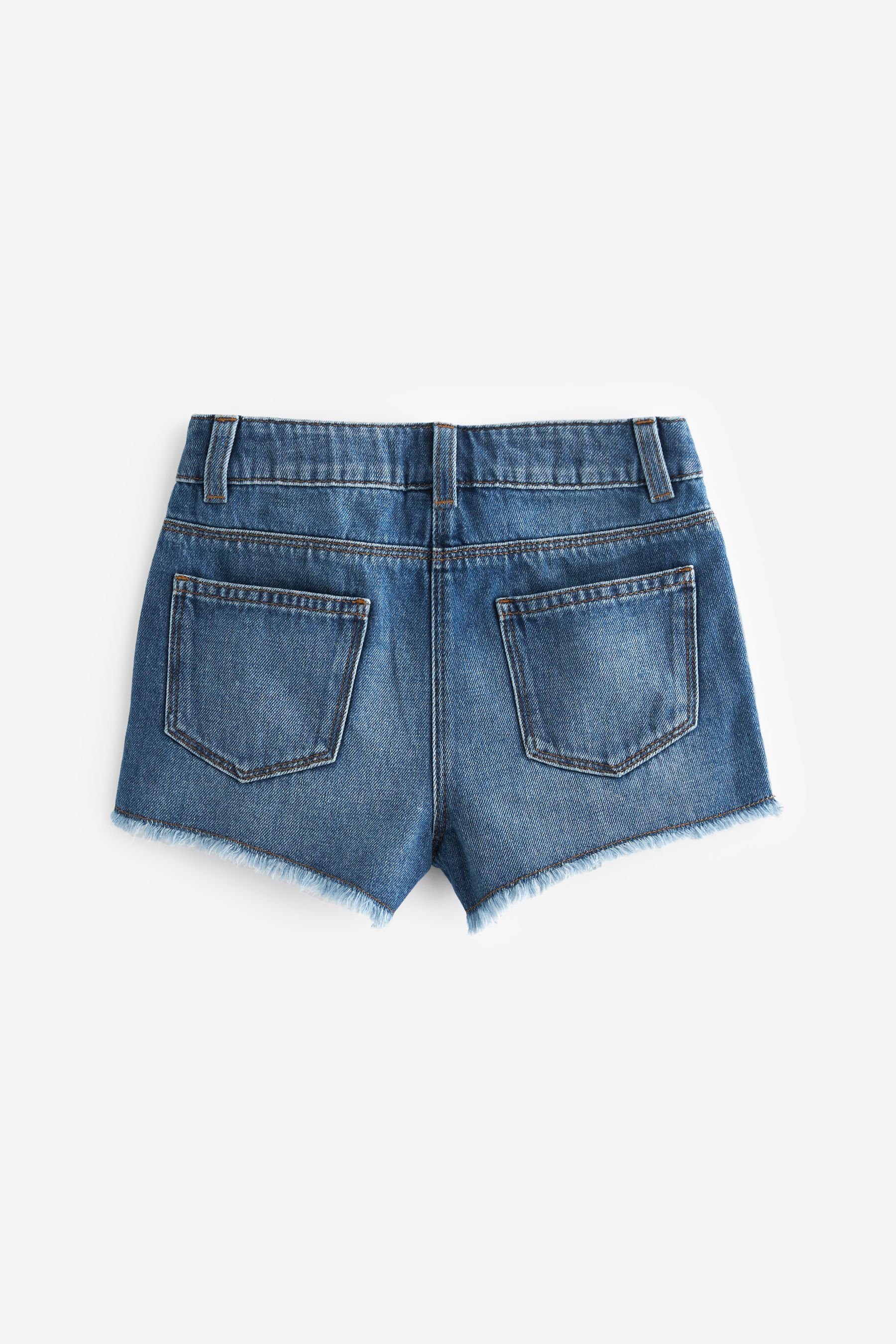 Shorts Next Mid Fransensaum mit Blue Denim (1-tlg) Shorts